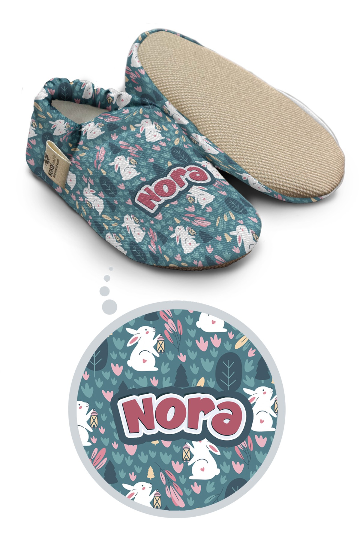 Make It Yours – Personalized Rabbit Pattern Booties for Babies | Non-Slip, Cotton, Home & Nursery Use