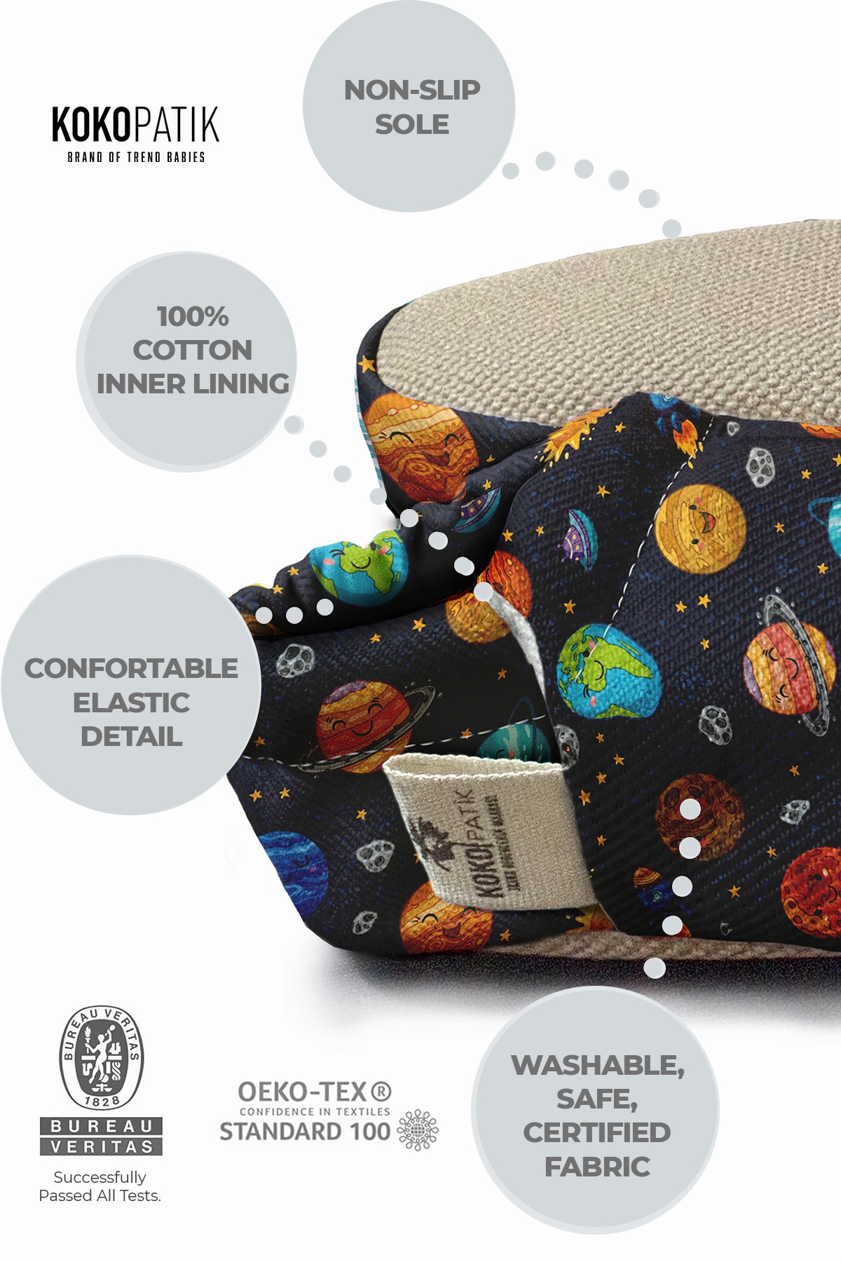 Make It Yours – Personalized Happy Space Booties for Babies | Non-Slip, Organic Cotton, First Step Shoes
