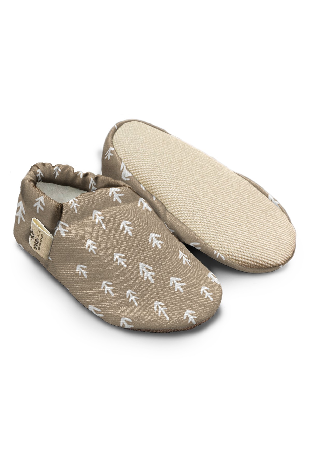 Kokopatik, Organic Cotton Baby Booties, Non-Slip Sole, Newborn Booties, Home Nursery Shoes, Brown Arrow Pattern Booties