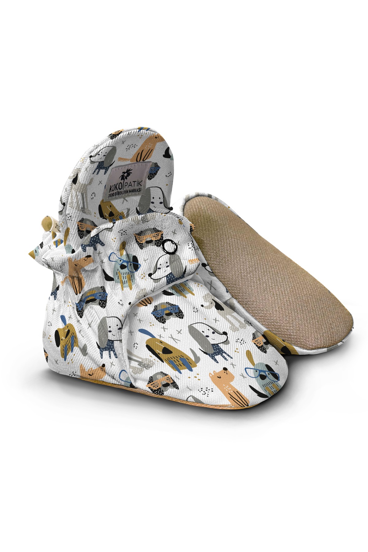 Cool Dog Baby Booties – Non-Slip Cotton Slippers Featuring a Puppy with Glasses