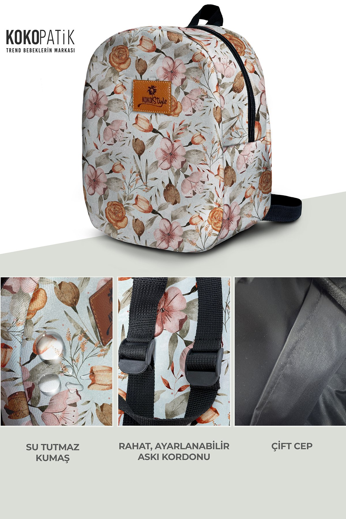 Bohemian Flowers Pattern Small Size Nursery Bag