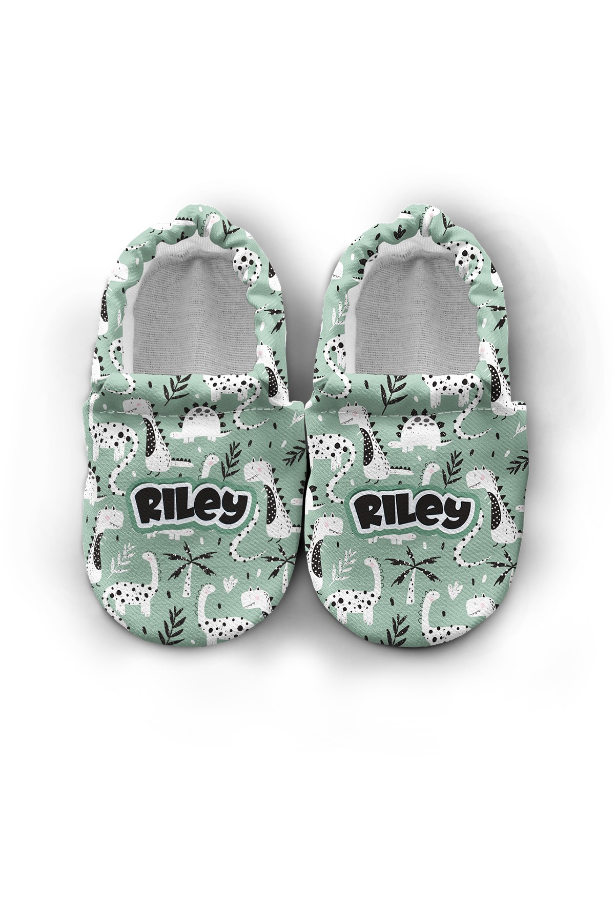 Make It Yours – Personalized Green Dino Booties for Babies | Non-Slip, Cotton, Unisex
