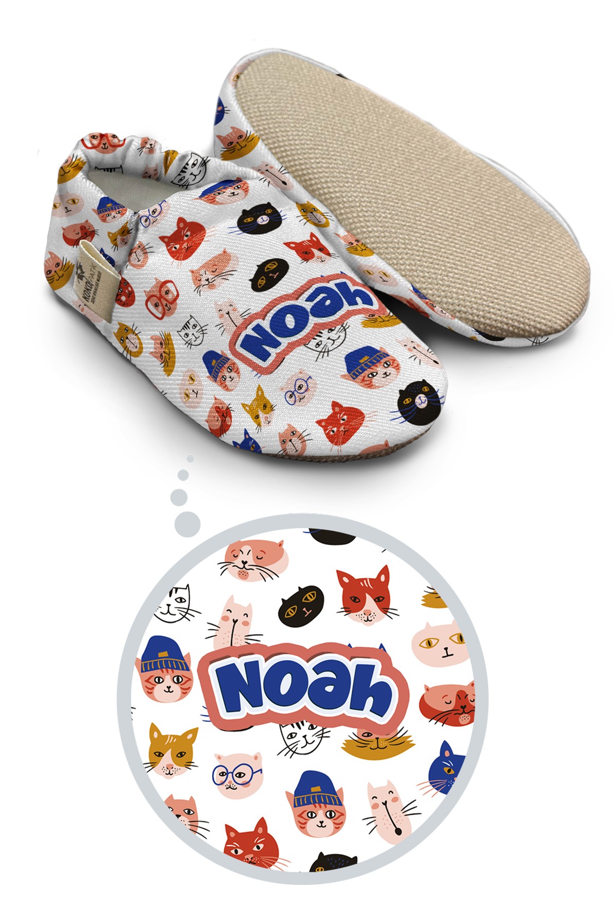 Make It Yours – Personalized Cat Head Booties for Babies | Non-Slip, Organic Cotton, First Step Shoes