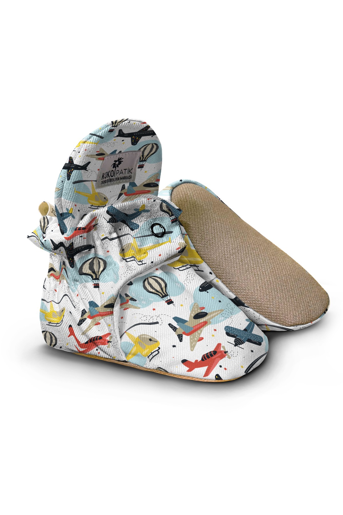 Flying Vehicles Baby Booties – Air Adventure Design with Grip Sole