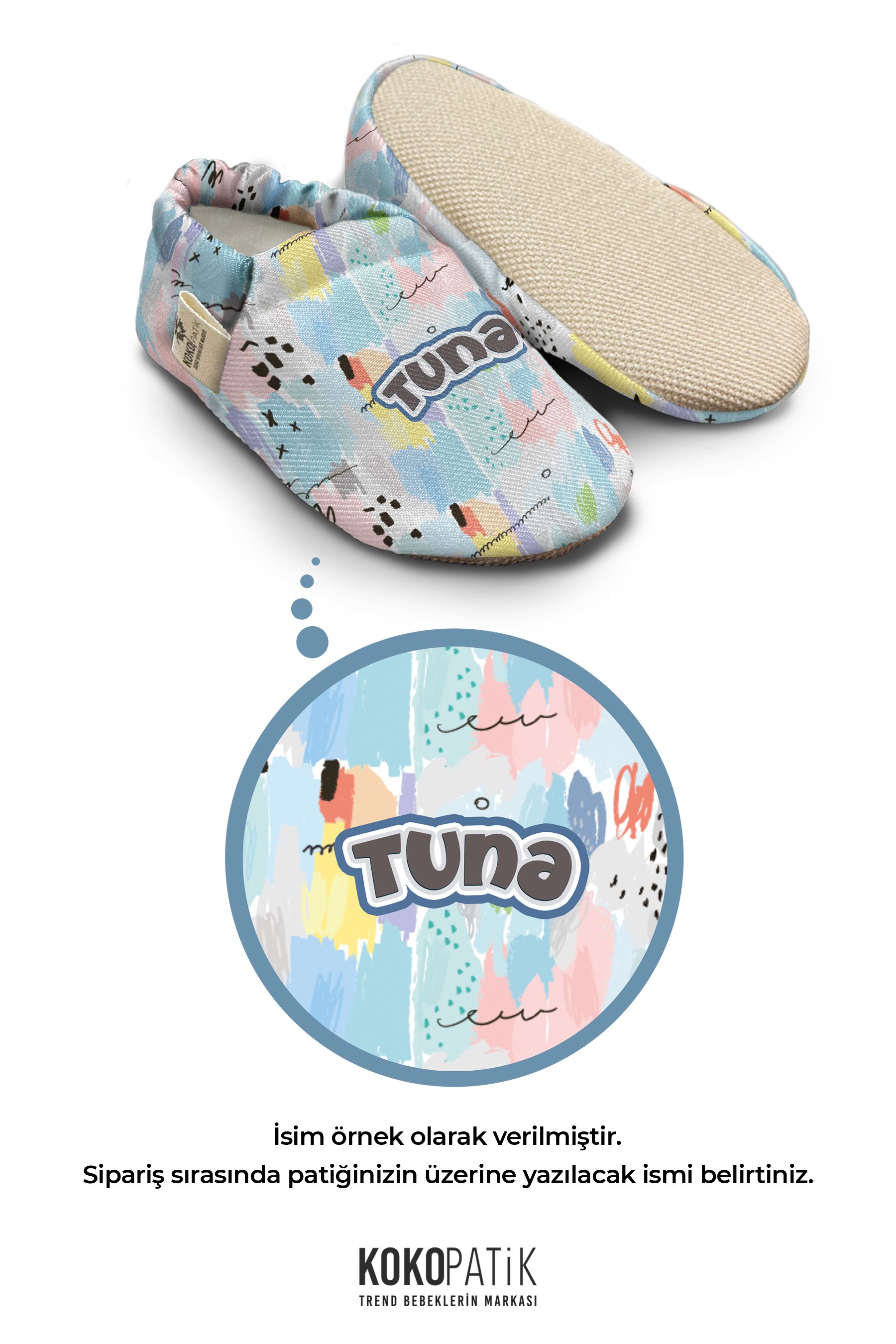 Kokopatik,Kaydırmaz Taban,Ev Kreş Patiği,Unisex Bebek Patiği,Pamuklu Yenidoğan Patik,Rengarenk Desenli Patik