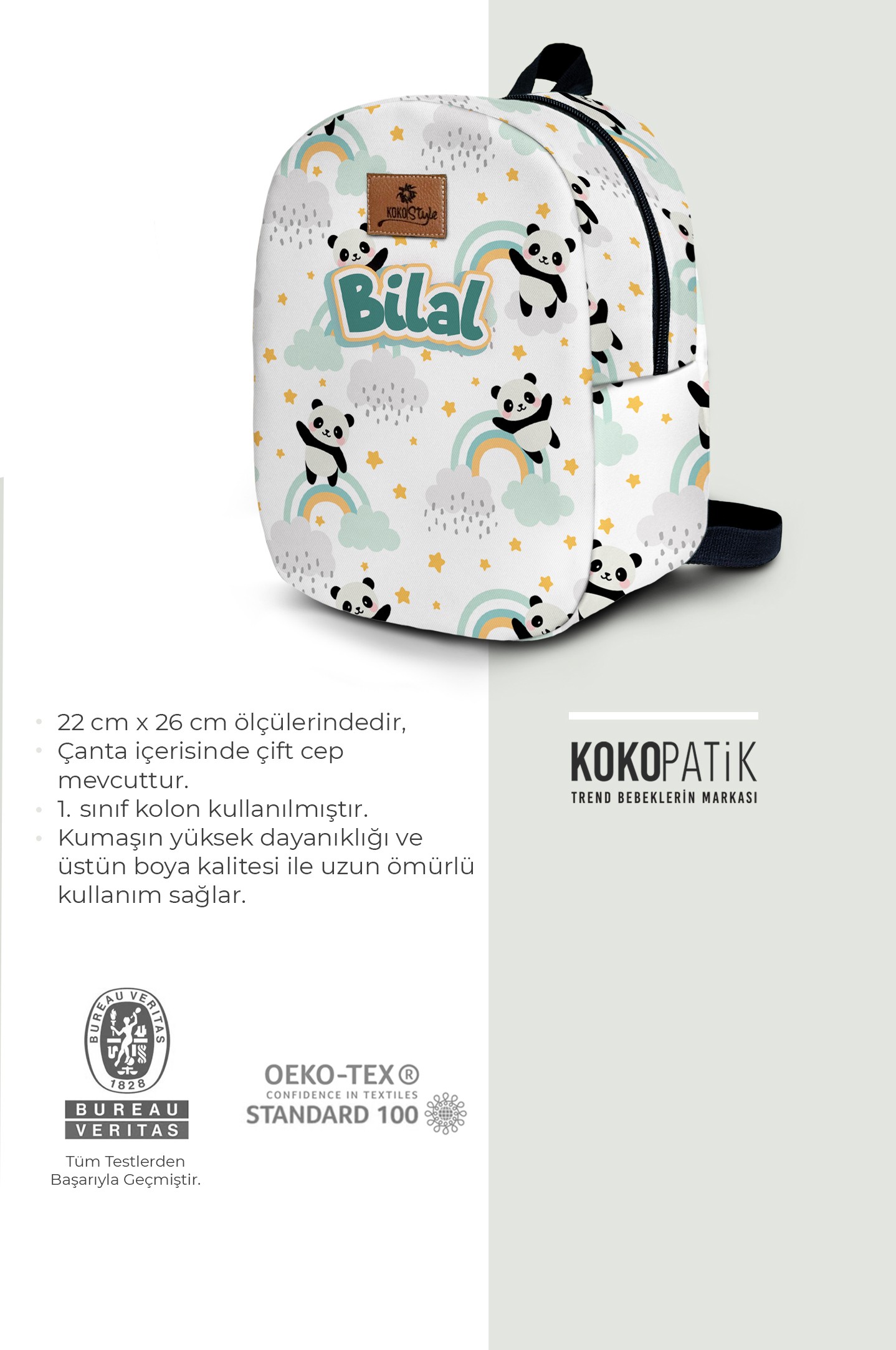 Panda Desen İsimli Küçük Boy Kreş Çantası