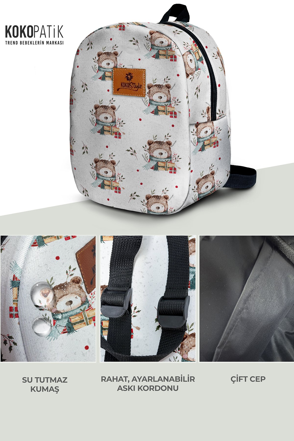 Floral Winter Bear Pattern Small Nursery Bag