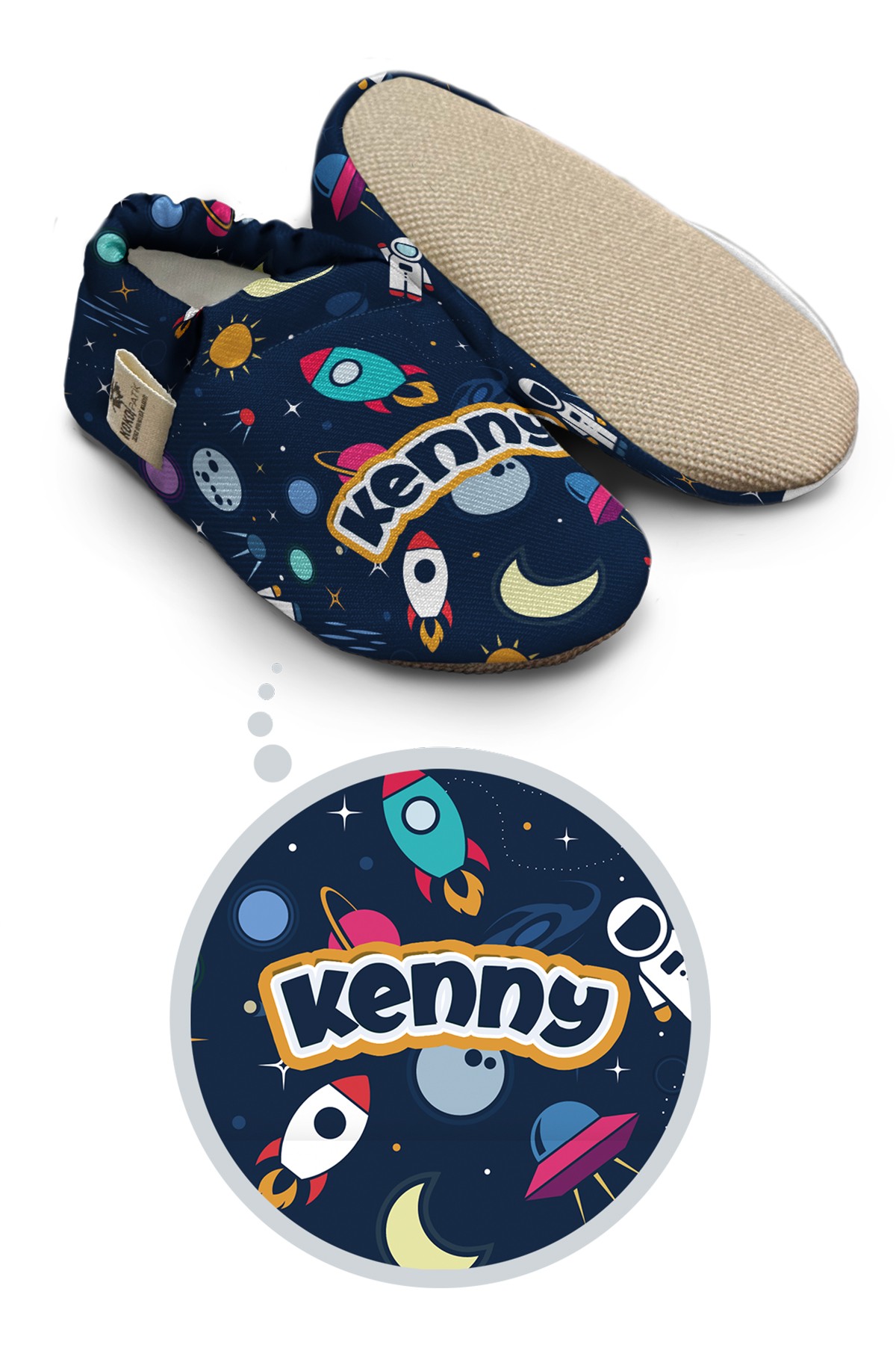 Make It Yours – Personalized Astronaut Booties for Babies | Non-Slip, Organic Cotton, Home & Nursery Use