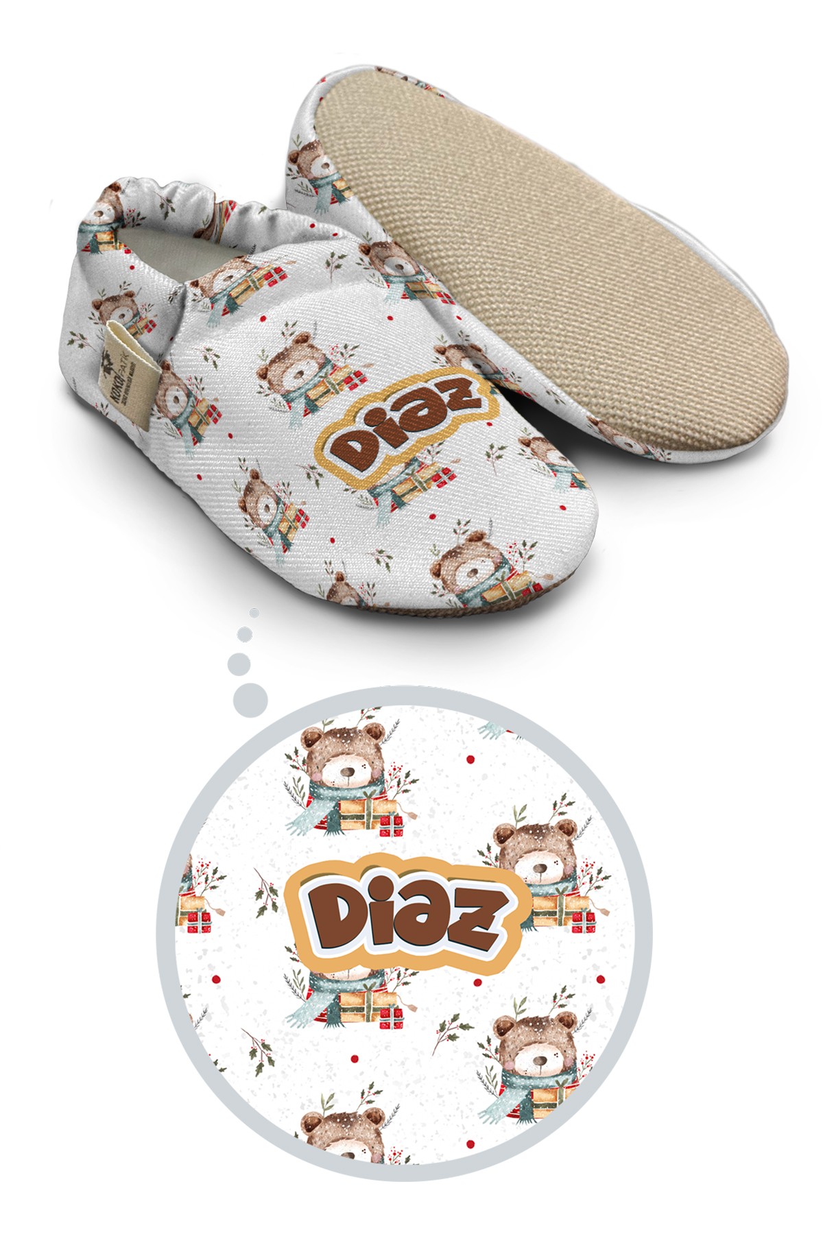 Make It Yours – Personalized Floral Winter Bear Booties for Babies | Non-Slip, Cotton, Home & Nursery Use