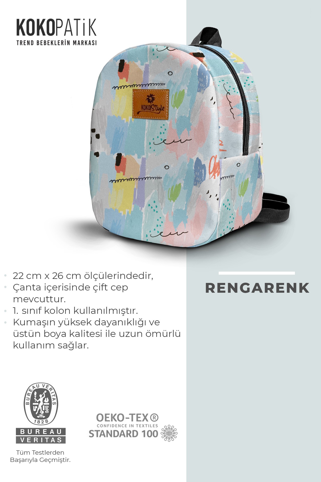Rengarenk Desen Küçük Boy Kreş Çantası