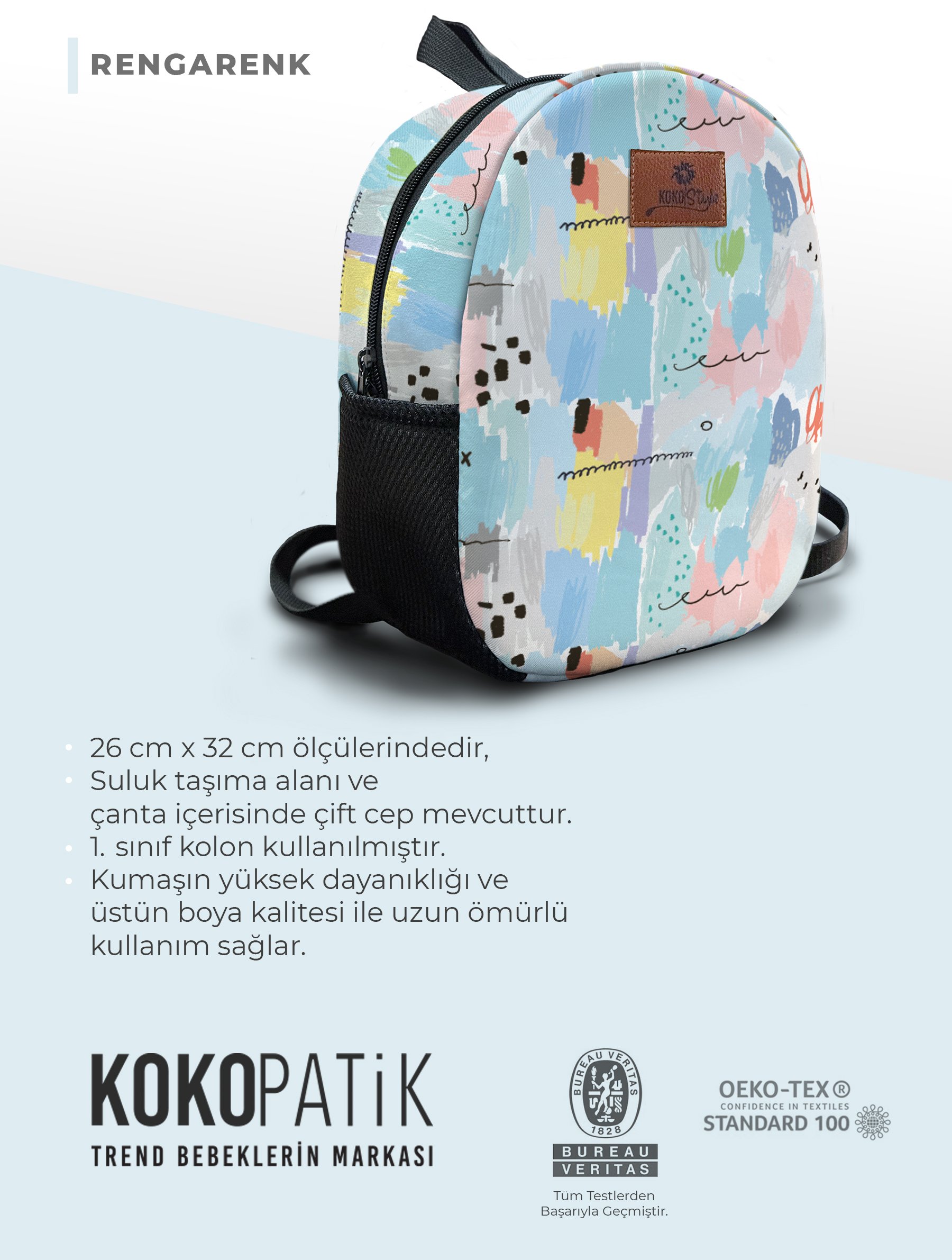 Rengarenk Desen Orta Boy Kreş Çantası