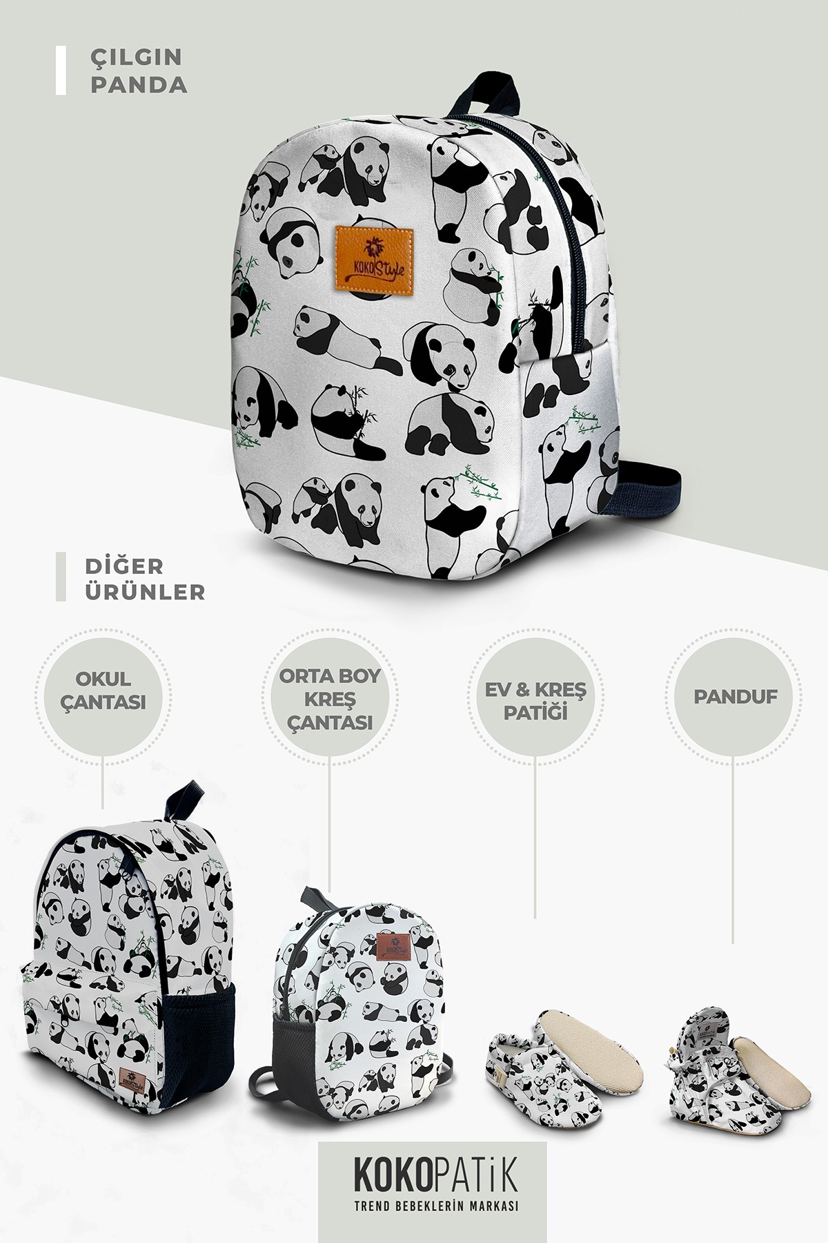 Crazy Panda Pattern Small Nursery Bag