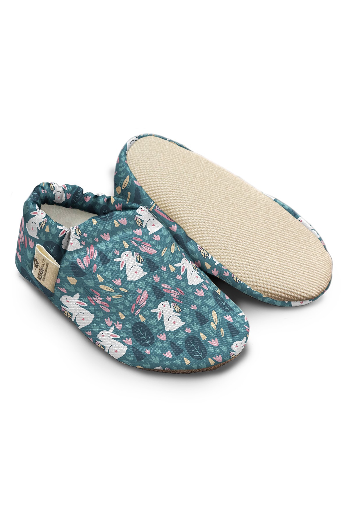 Kokopatik, Non-Slip Sole, Home Nursery Booties, Unisex Baby Booties, Cotton Newborn Booties, Rabbit Patterned Booties