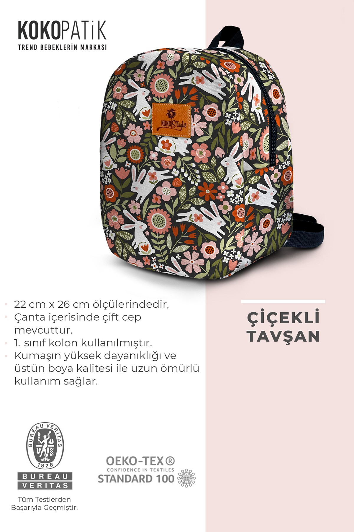 Floral Rabbit Pattern Small Nursery Bag