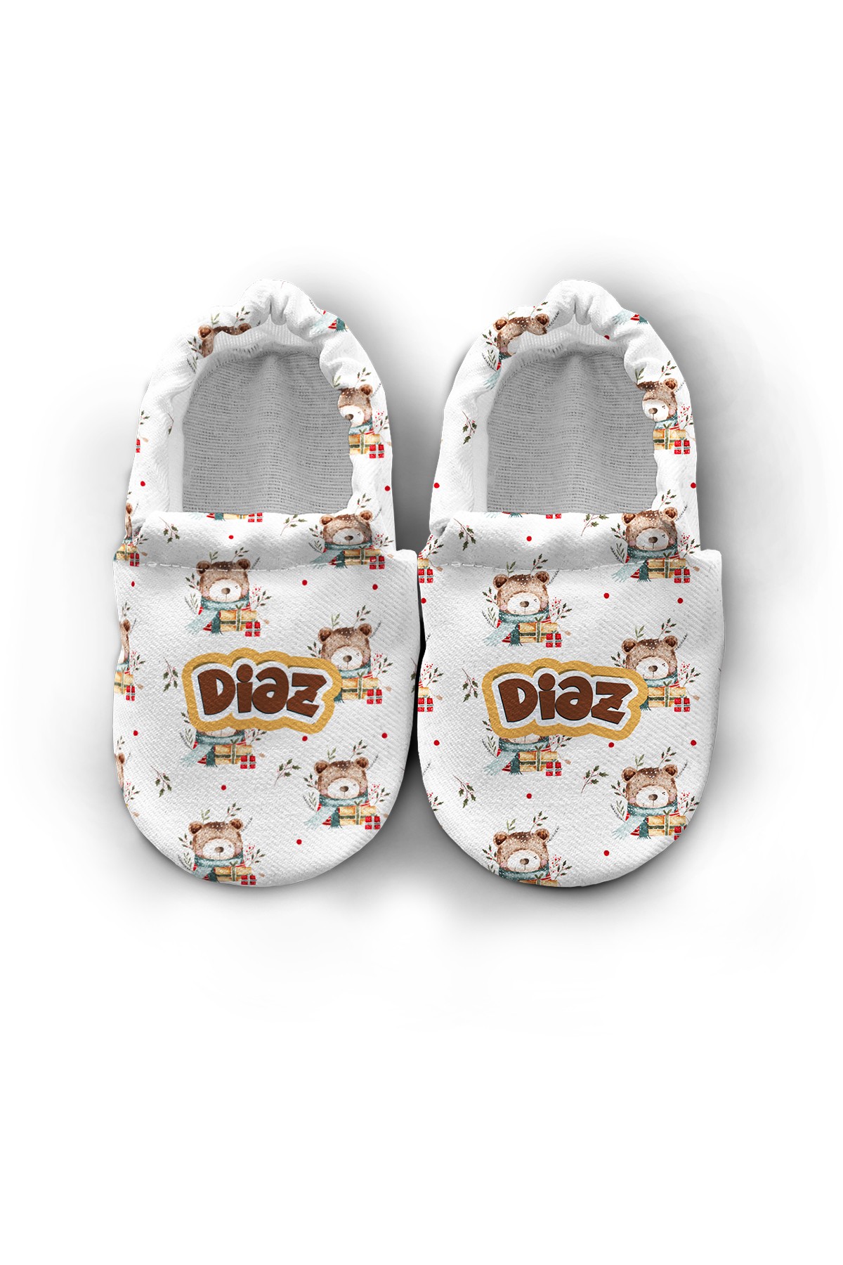 Make It Yours – Personalized Floral Winter Bear Booties for Babies | Non-Slip, Cotton, Home & Nursery Use
