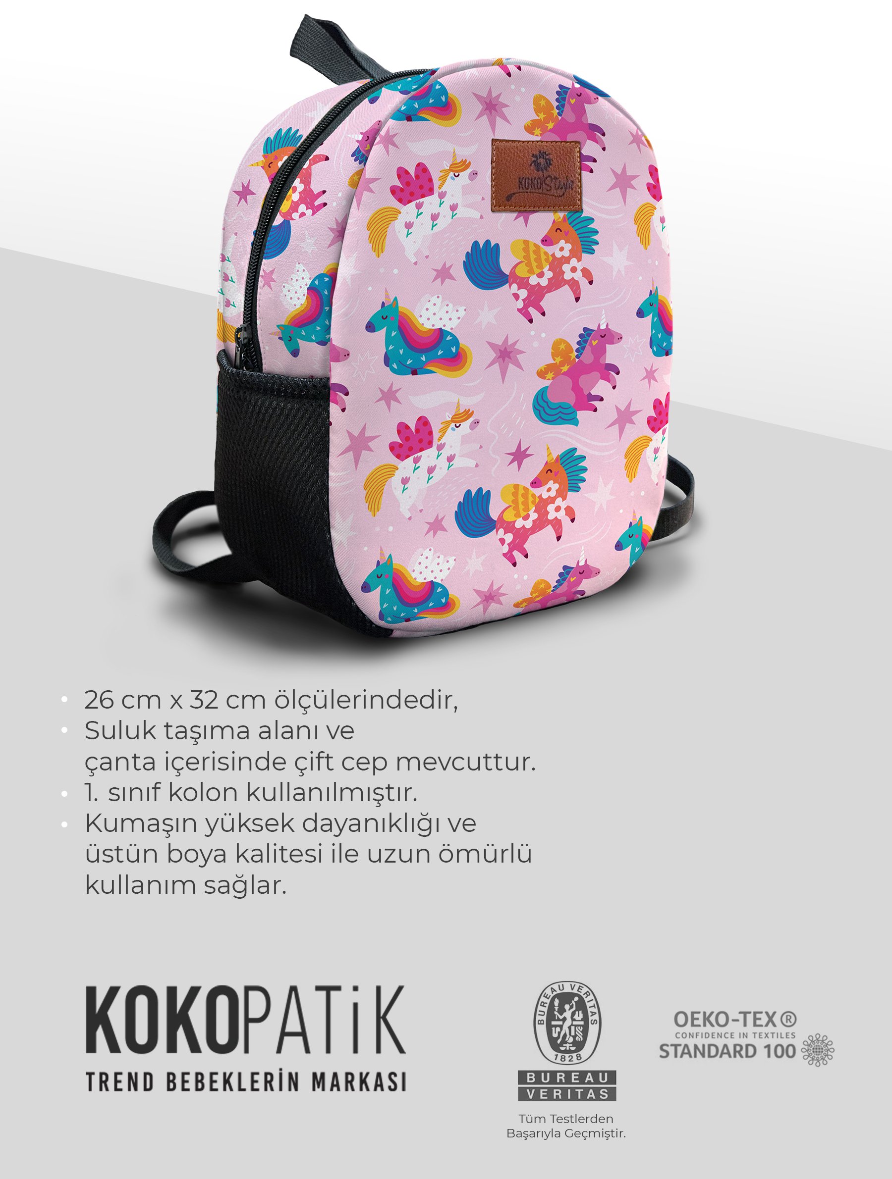 Unicorn Desen Orta Boy Kreş Çantası