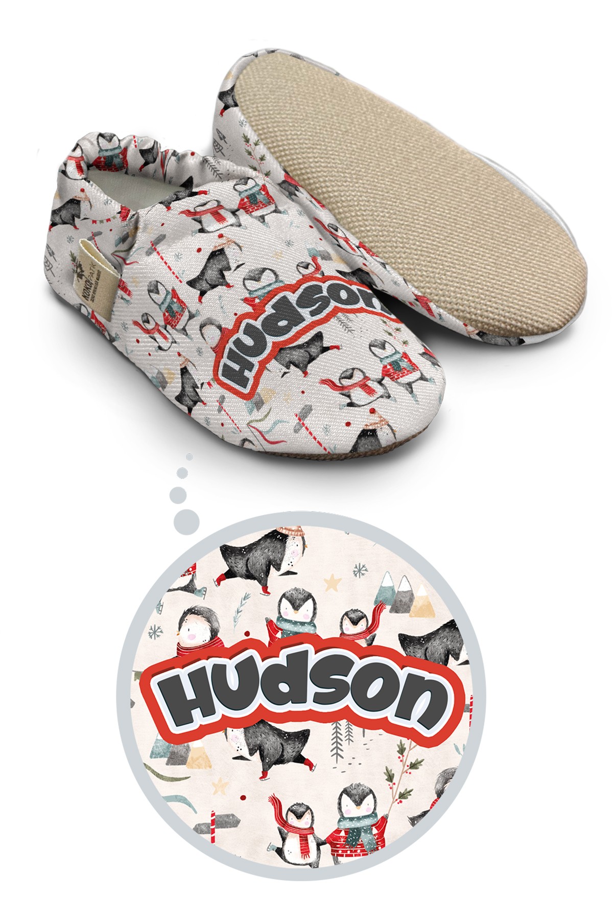 Make It Yours – Personalized Penguin Winter Booties for Babies | Non-Slip, Cotton, Home & Nursery Use