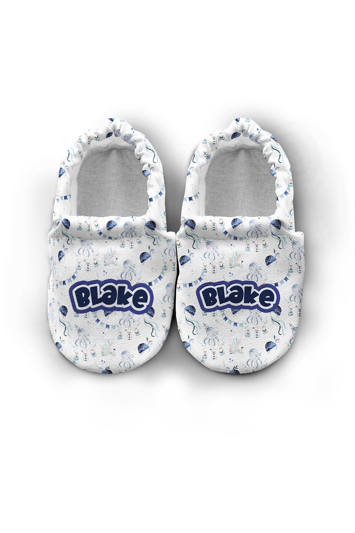 Make It Yours – Personalized Blue Sea Adventure Booties for Babies | Non-Slip, Organic Cotton, First Step Shoe