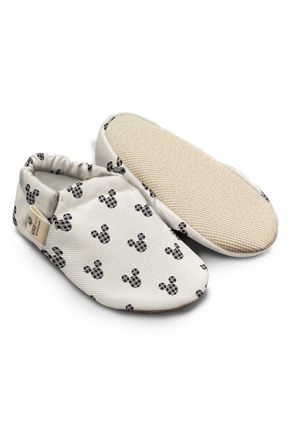 Kokopatik, Non-Slip Sole, Organic Cotton Lined Home Slippers, First Step Shoes, Mickey Patterned Slippers
