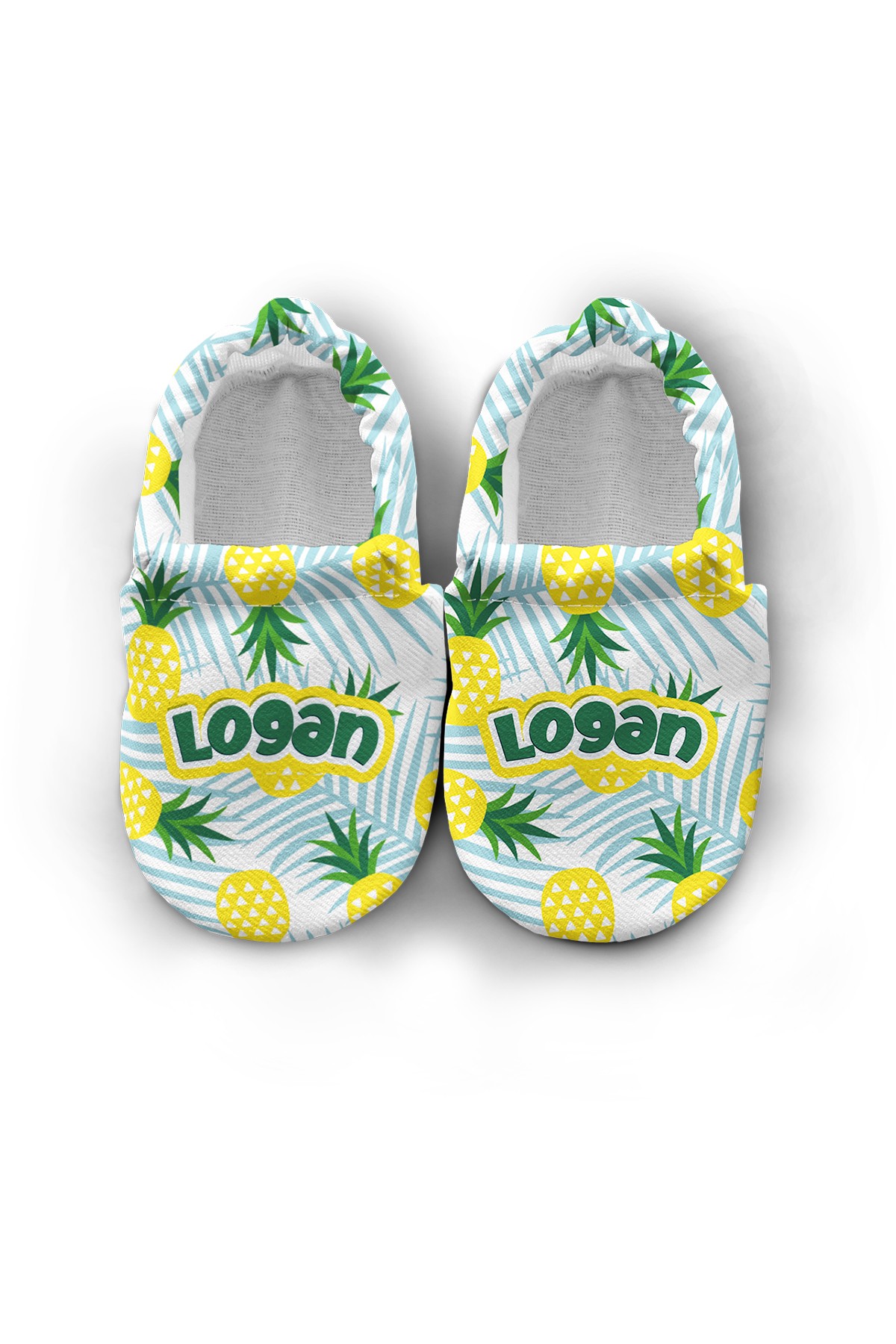 Make It Yours – Personalized Yellow Pineapple Booties for Babies | Non-Slip, Cotton, Home & Nursery Use