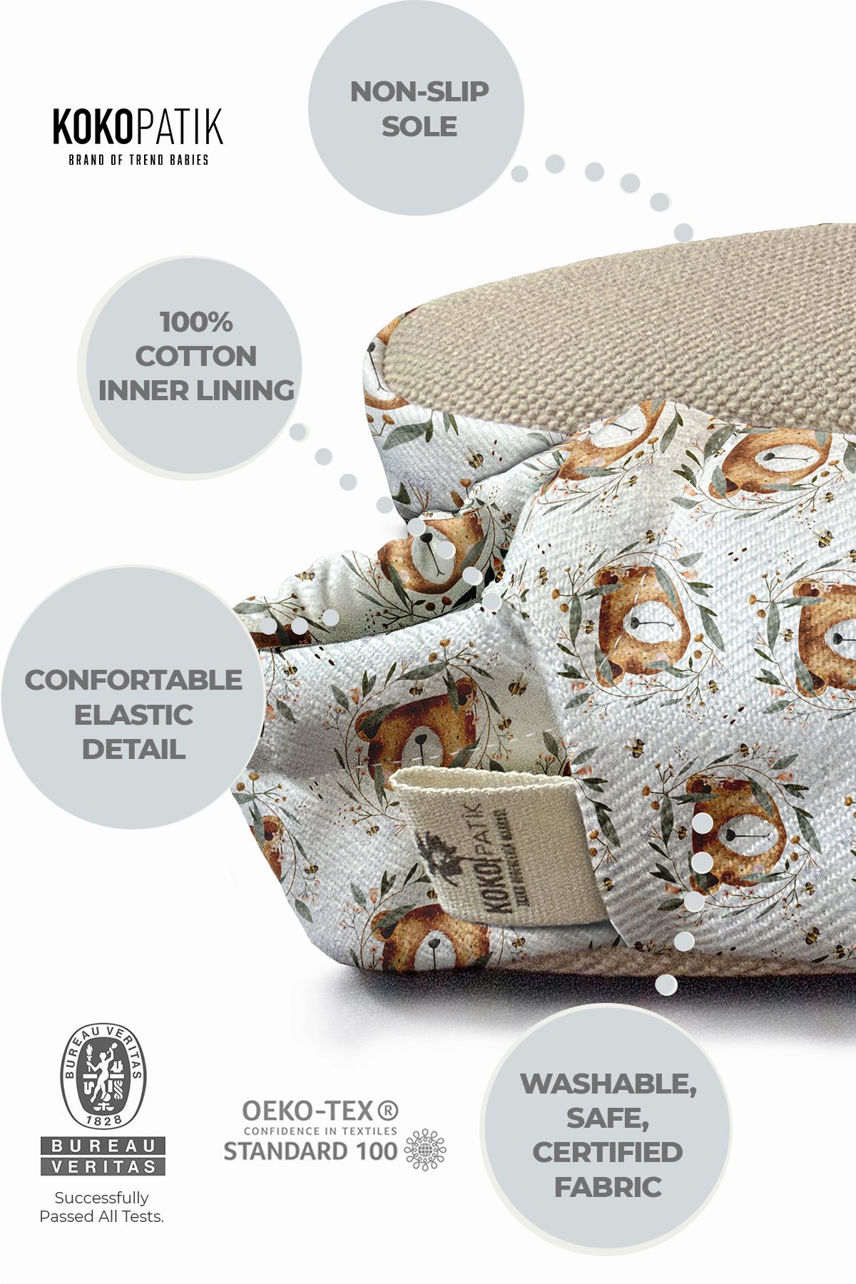 Make It Yours – Personalized Nature Bear Booties for Babies | Non-Slip, Organic Cotton, Home & Nursery Use