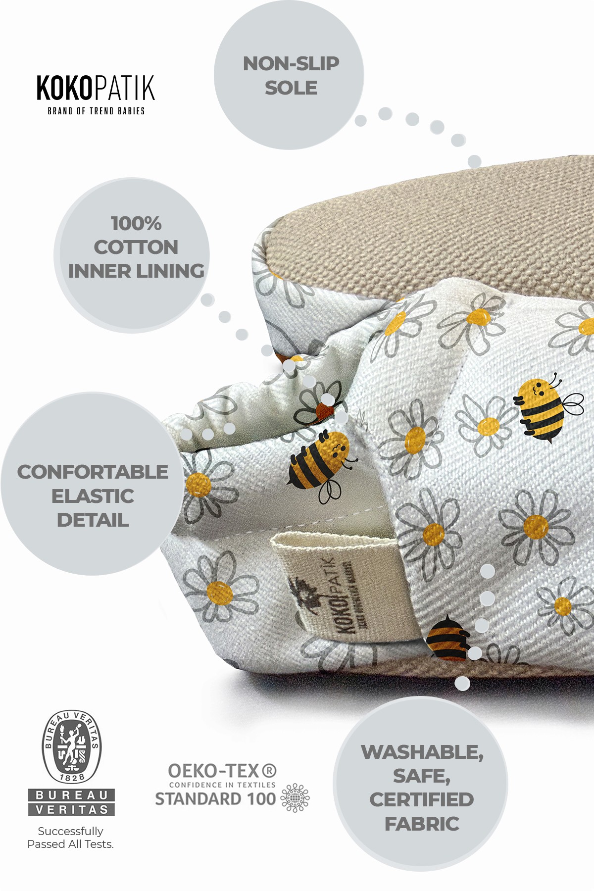 Make It Yours – Personalized Daisy Pattern Booties for Babies | Non-Slip, Organic Cotton, Home & Nursery Use