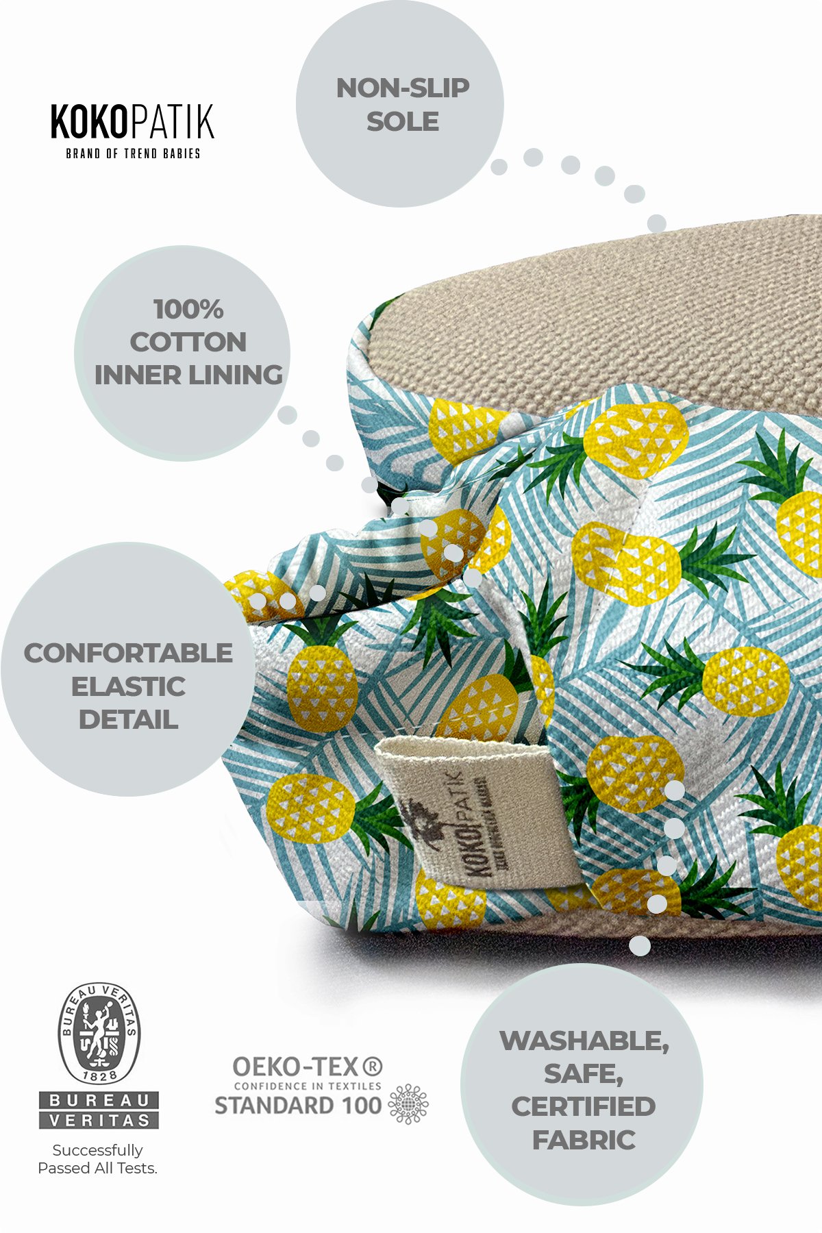 Make It Yours – Personalized Yellow Pineapple Booties for Babies | Non-Slip, Cotton, Home & Nursery Use