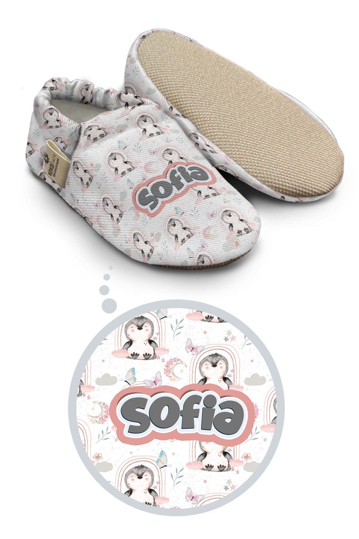 Make It Yours – Personalized Penguin Dream Booties for Babies | Non-Slip, Cotton, Home & Nursery Use