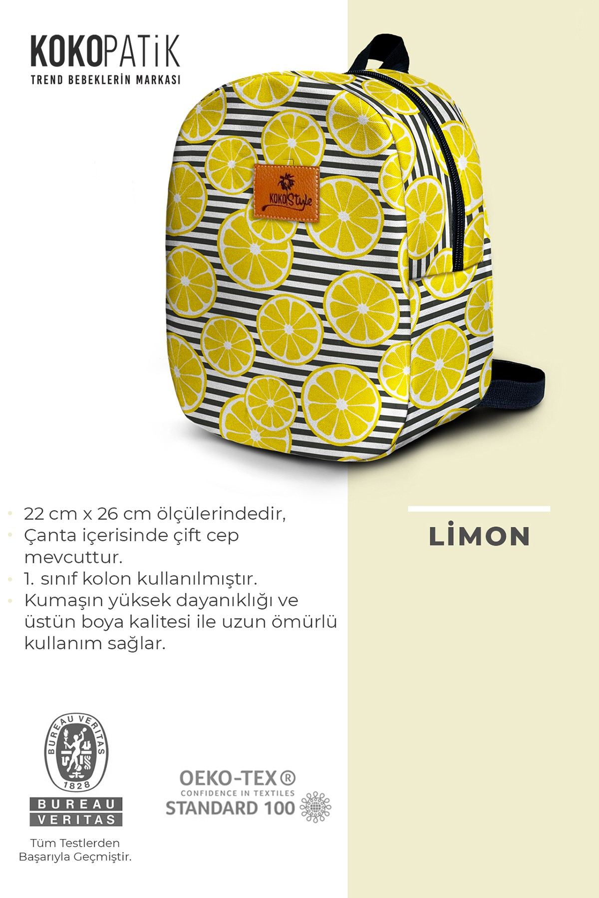 Lemon Pattern Small Size Nursery Bag