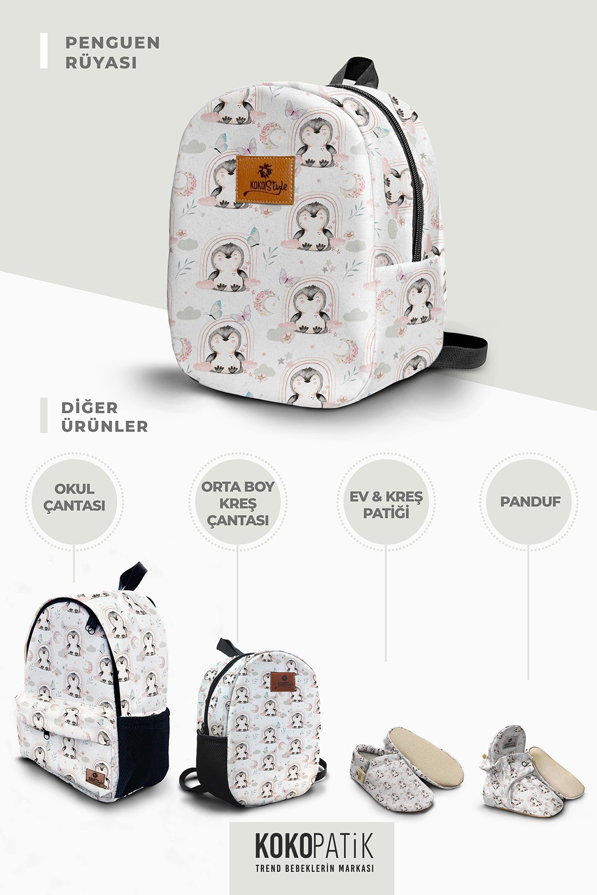 Penguin Dream Pattern Small Size Nursery Bag