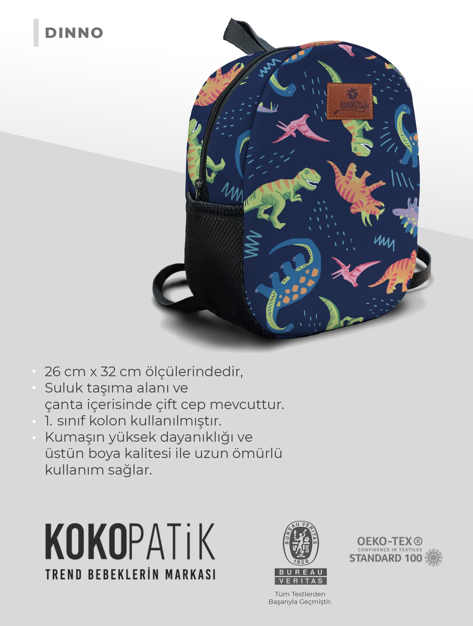 Dinno Desen Orta Boy Kreş Çantası