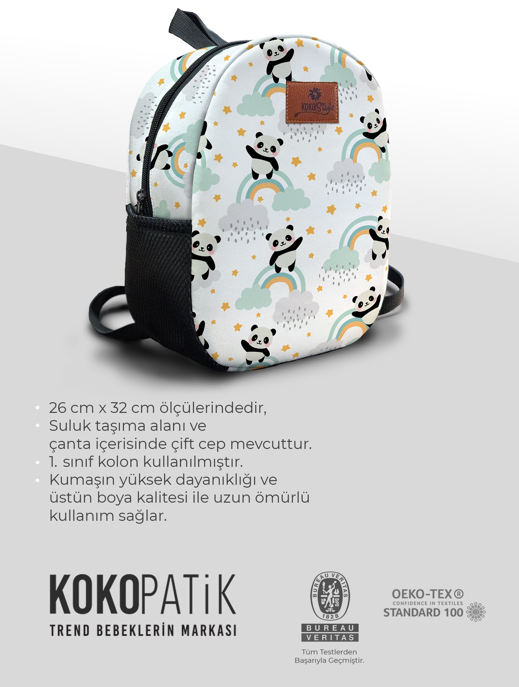 Panda Desen Orta Boy Kreş Çantası