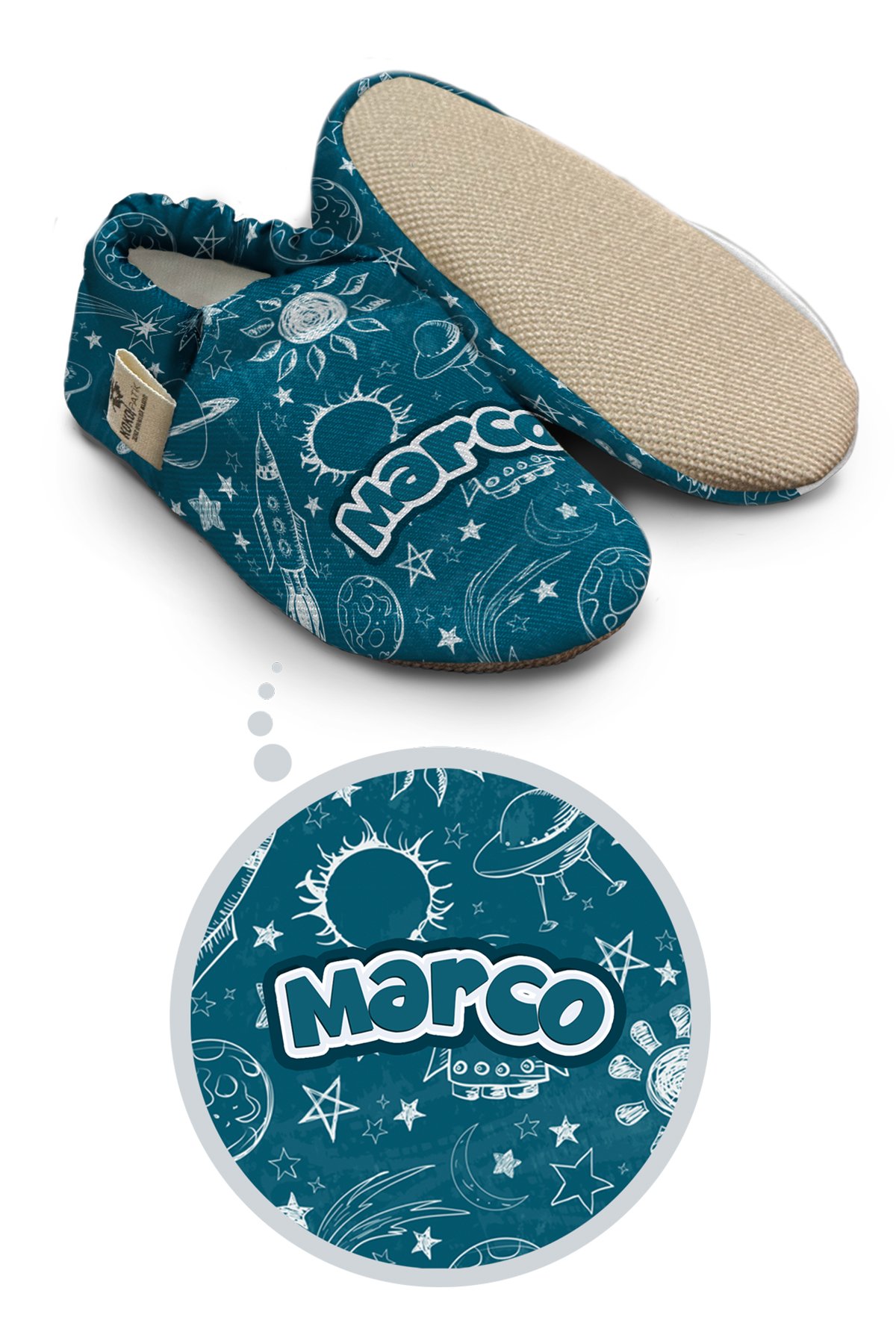 Make It Yours – Personalized Space Pattern Booties for Babies | Non-Slip, Organic Cotton, Home & Nursery Use