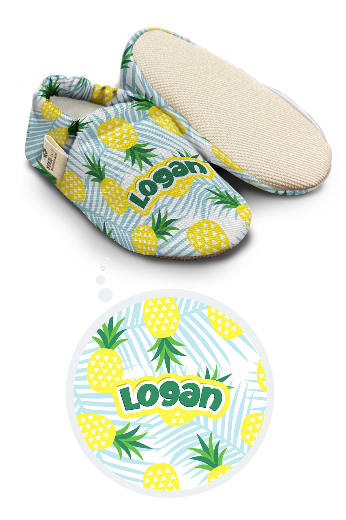 Make It Yours – Personalized Yellow Pineapple Booties for Babies | Non-Slip, Cotton, Home & Nursery Use