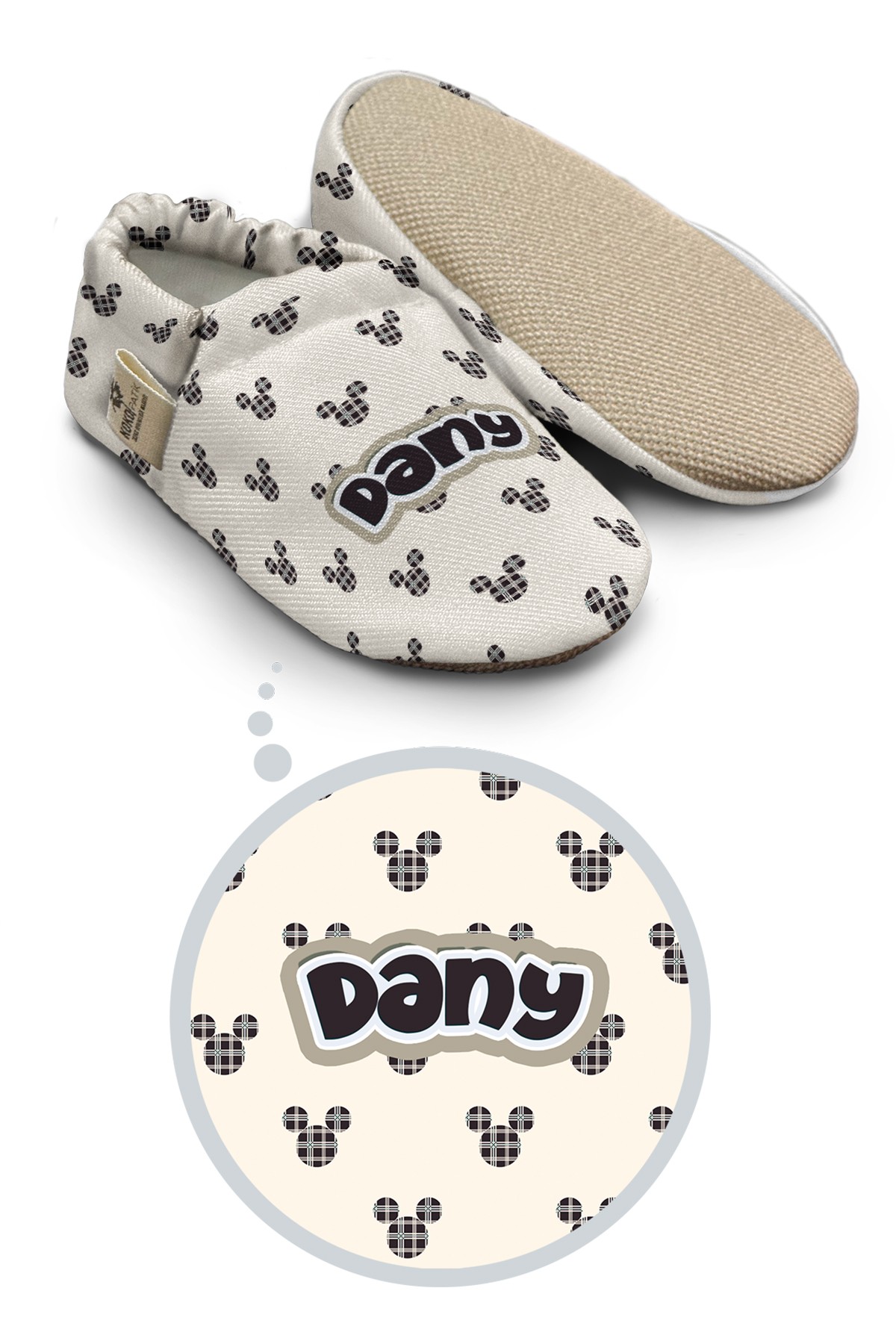 Make It Yours – Personalized Mickey Pattern Booties for Babies | Non-Slip, Organic Cotton, First Step Shoes