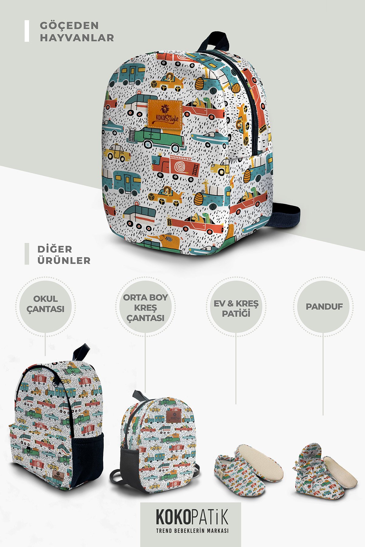Migrating Animals Pattern Small Size Nursery Bag