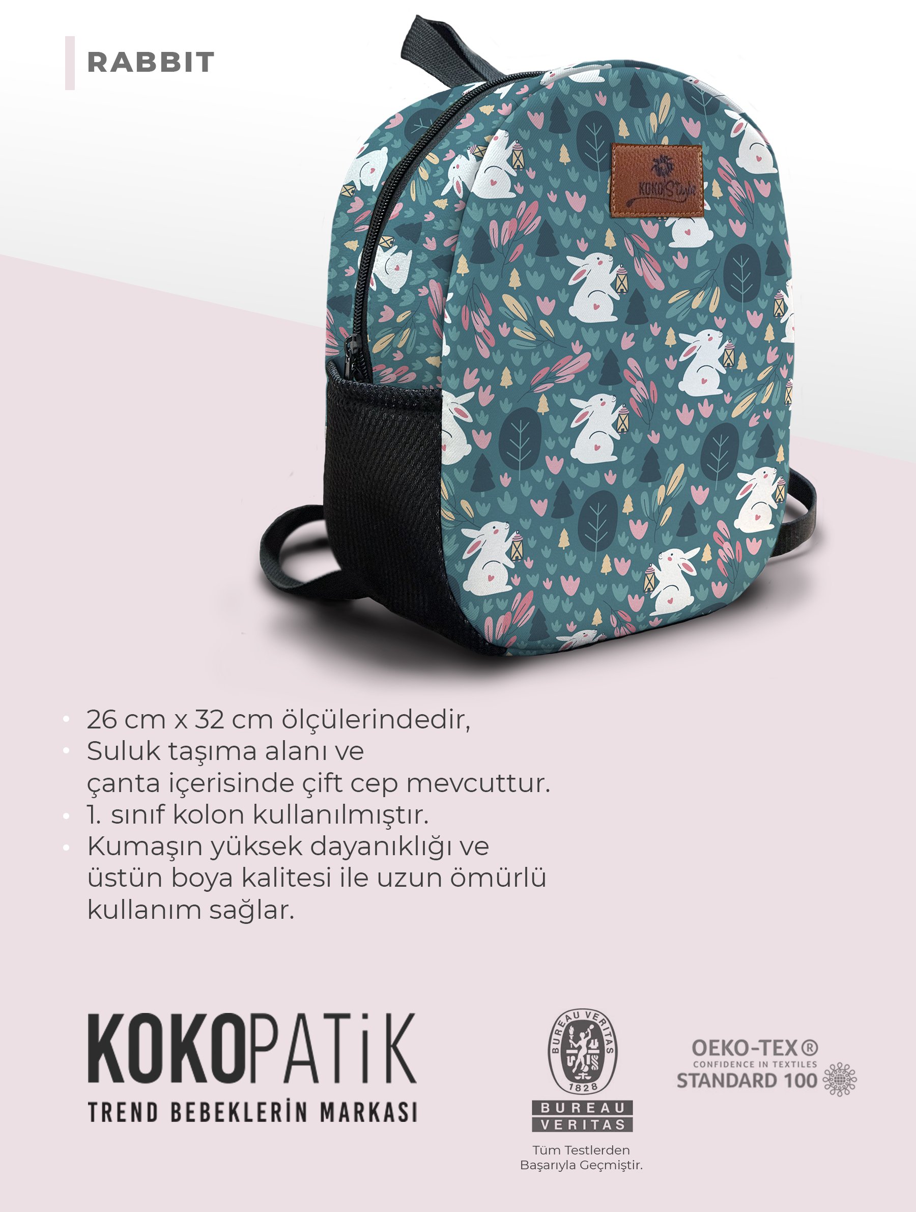 Rabbit Desen Orta Boy Kreş Çantası