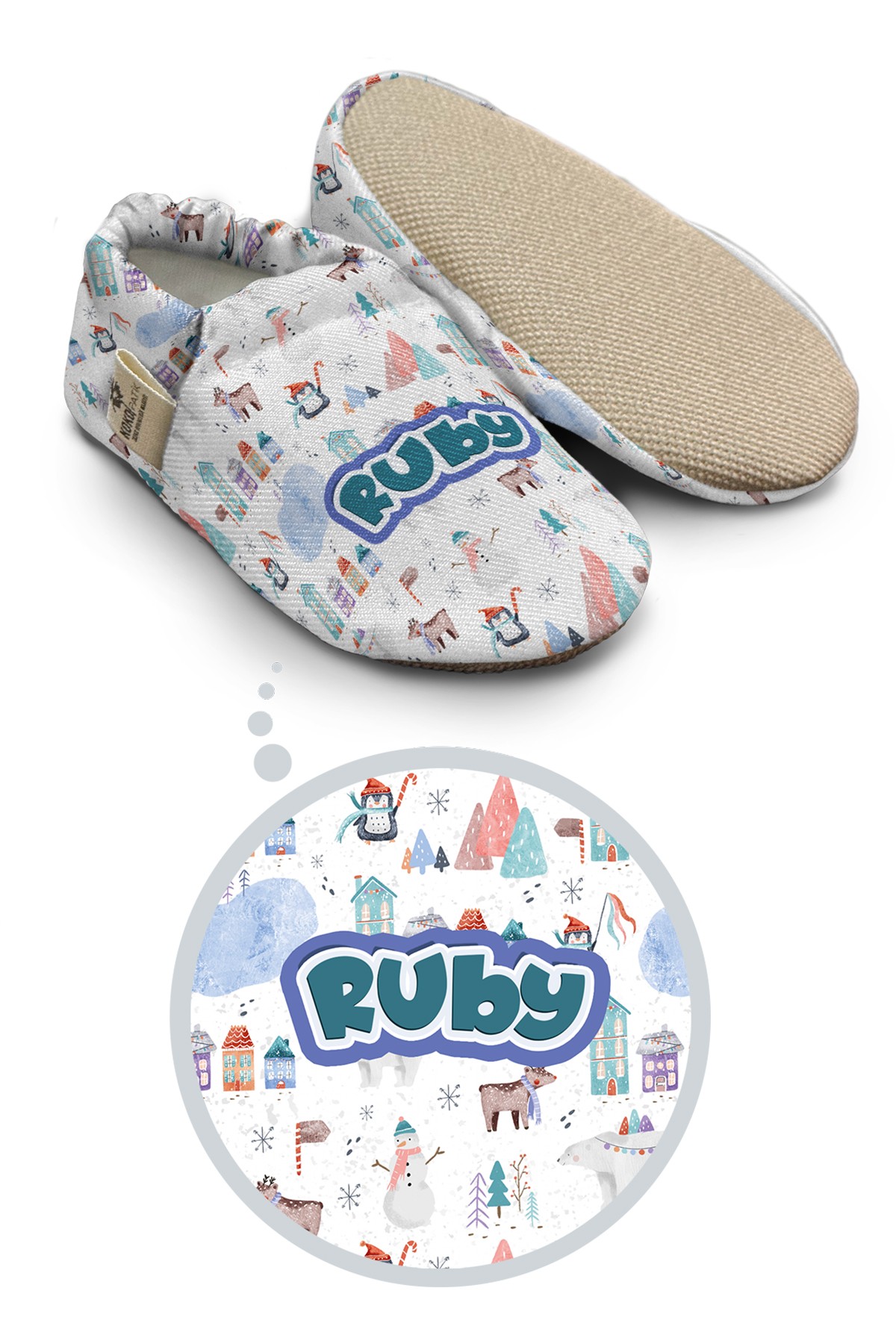 Make It Yours – Personalized Christmas Festival Booties for Babies | Non-Slip, Organic Cotton, First Step Shoes