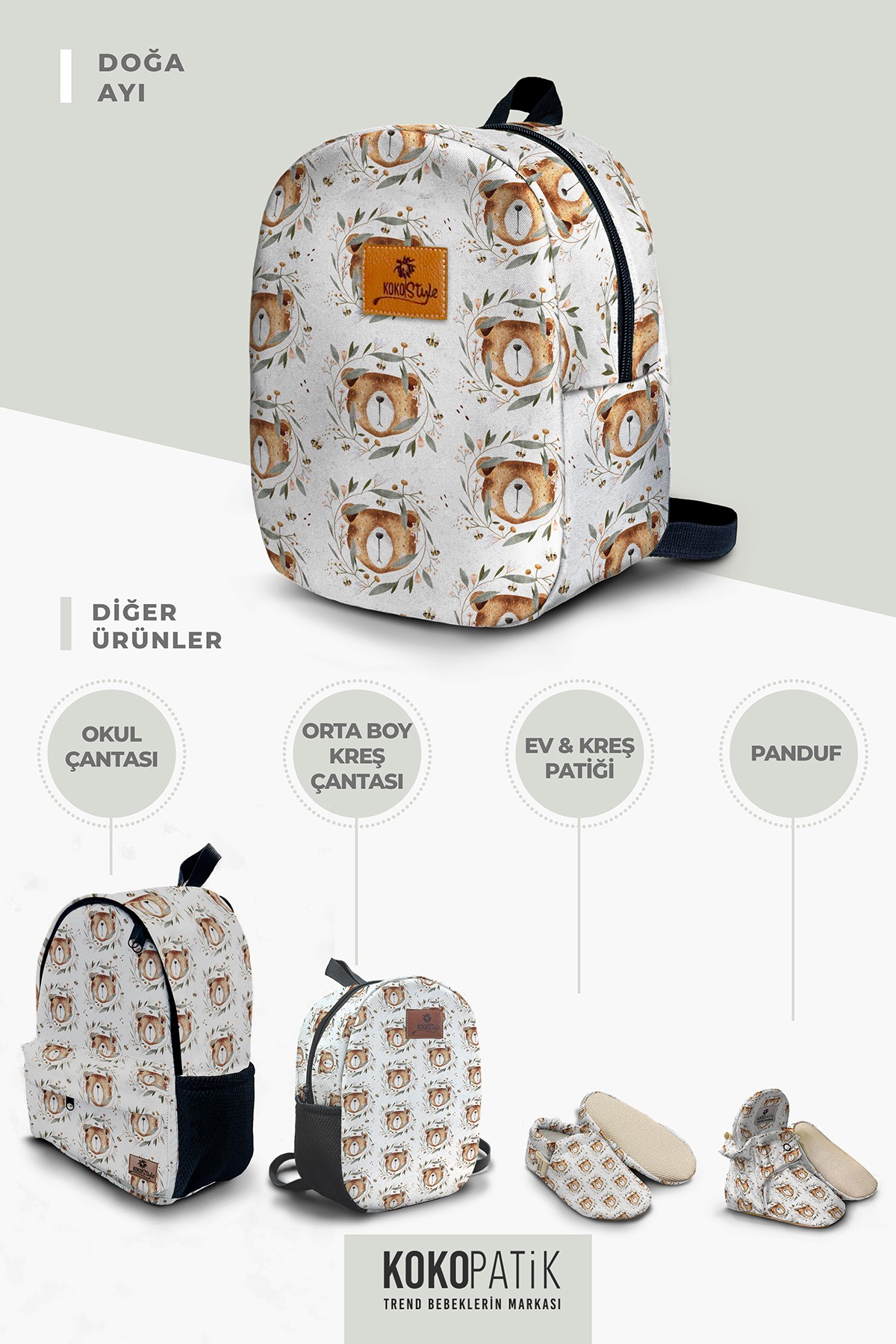 Nature Bear Pattern Small Nursery Bag