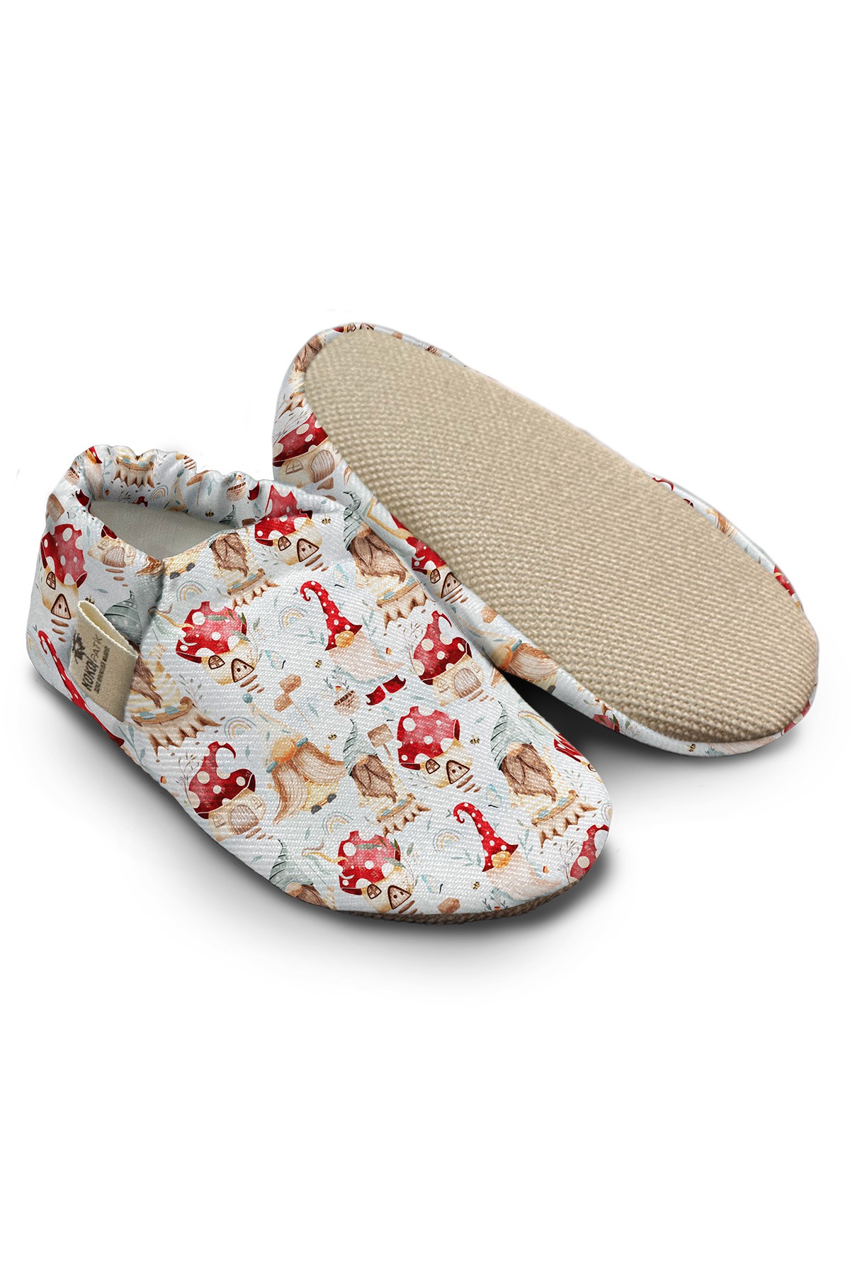 Kokopatik, Non-Slip Sole, Home Nursery Booties, Unisex Baby Booties, Cotton Newborn Booties, Dwarf Garden Patterned Booties