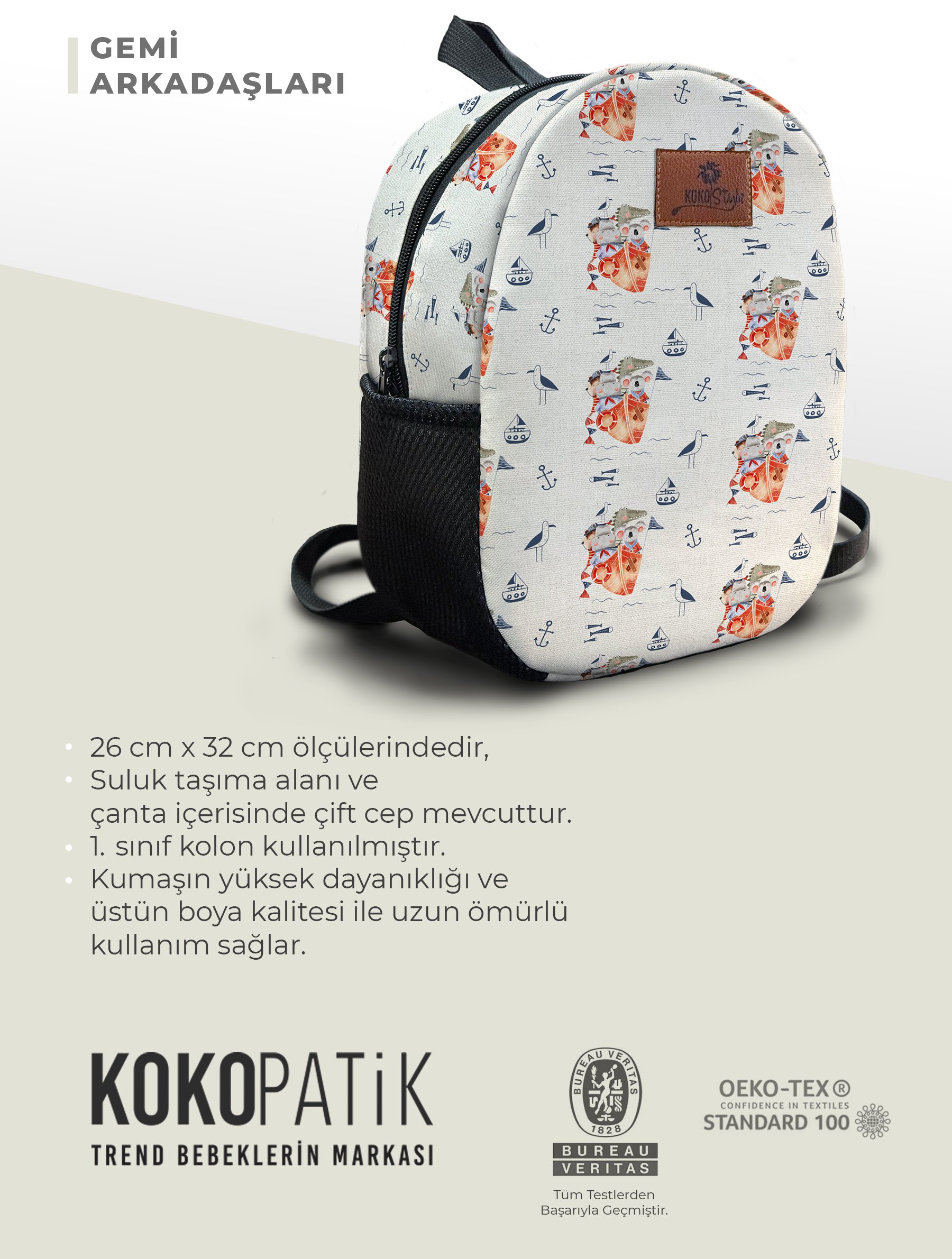 Gemi Arkadaşları Desen Orta Boy Kreş Çantası
