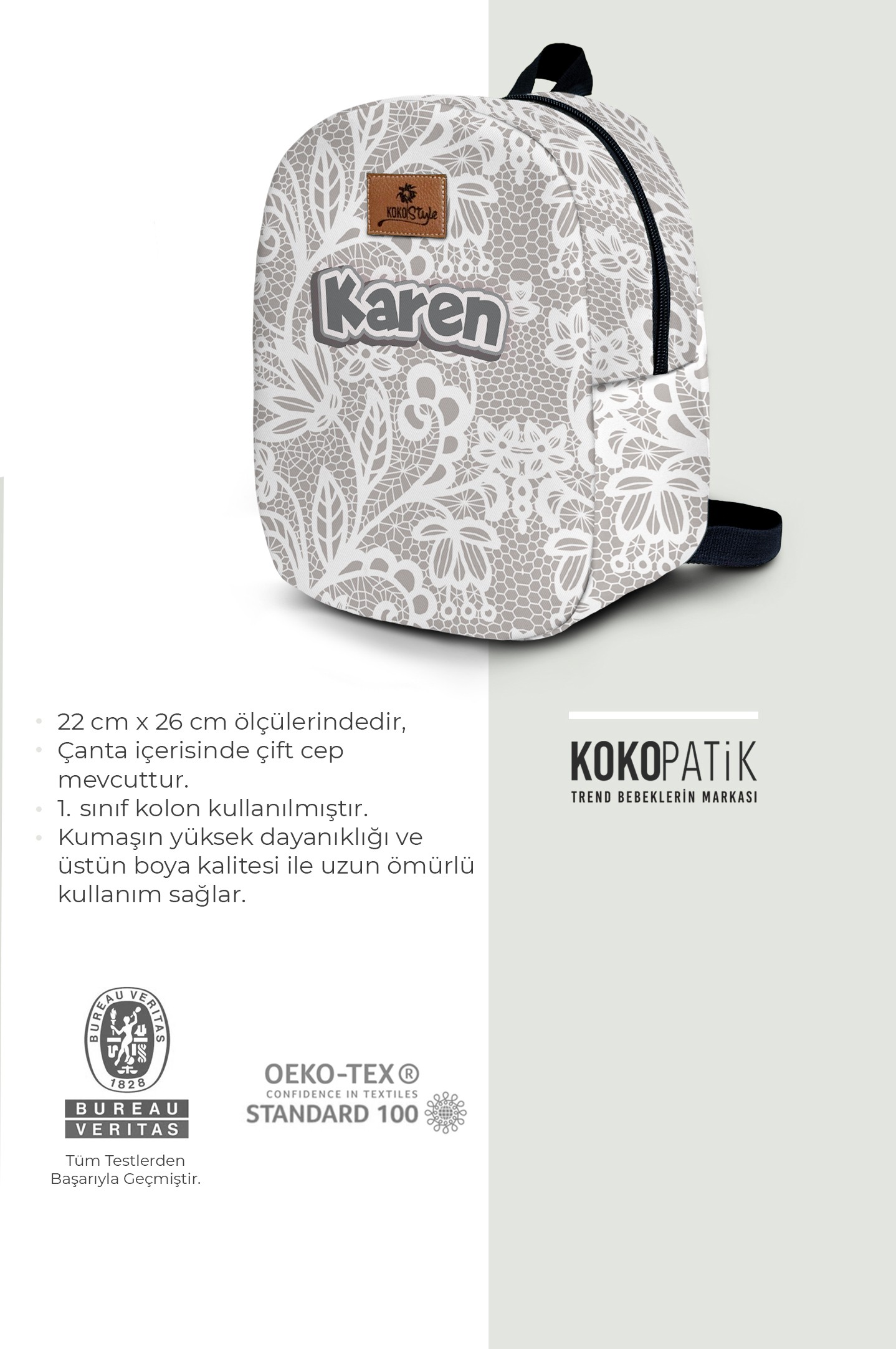 Dantel Desen İsimli Küçük Boy Kreş Çantası