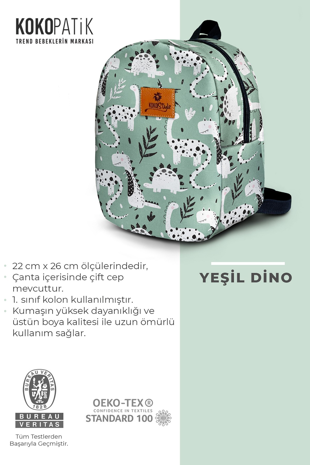 Green Dinosaur Pattern Small Nursery Bag