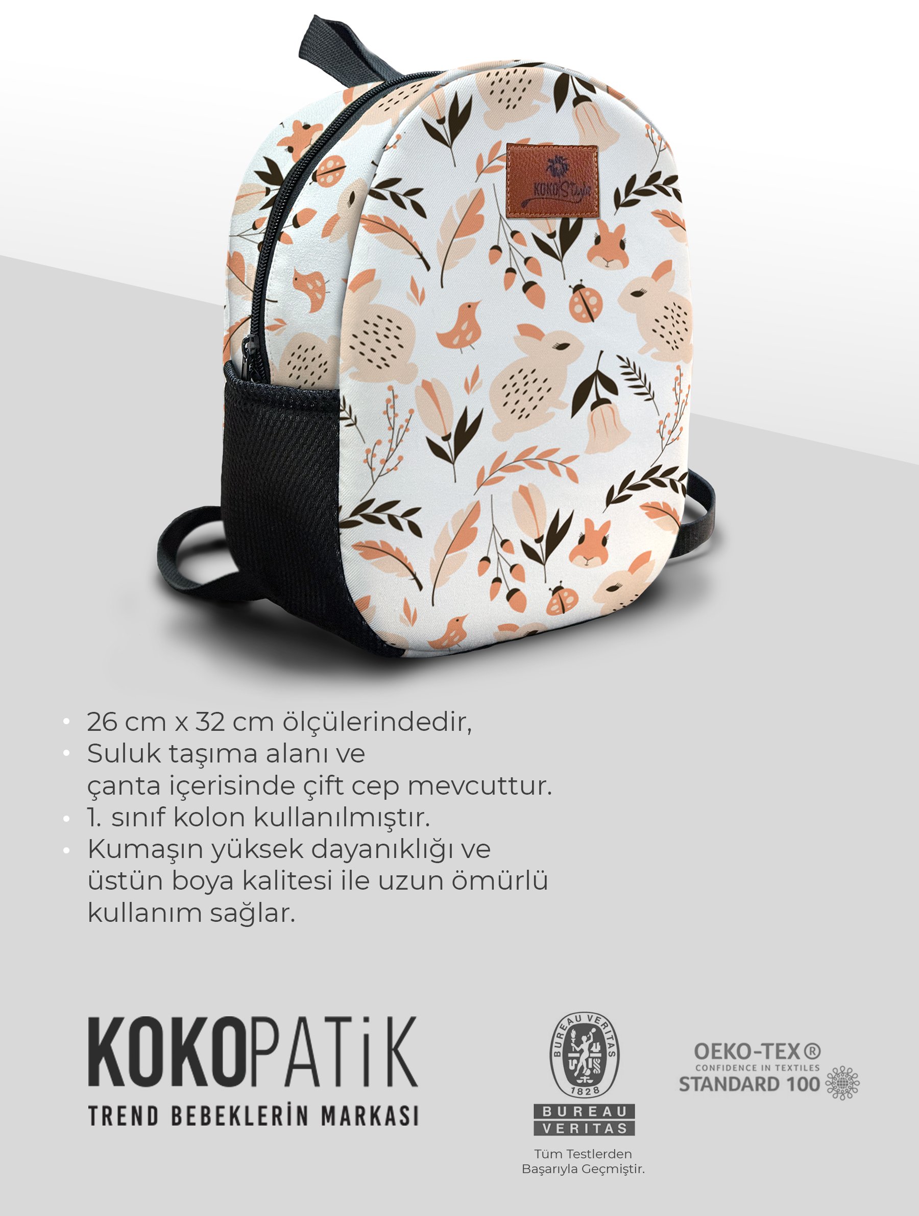 Somon Tavşan Desen Orta Boy Kreş Çantası