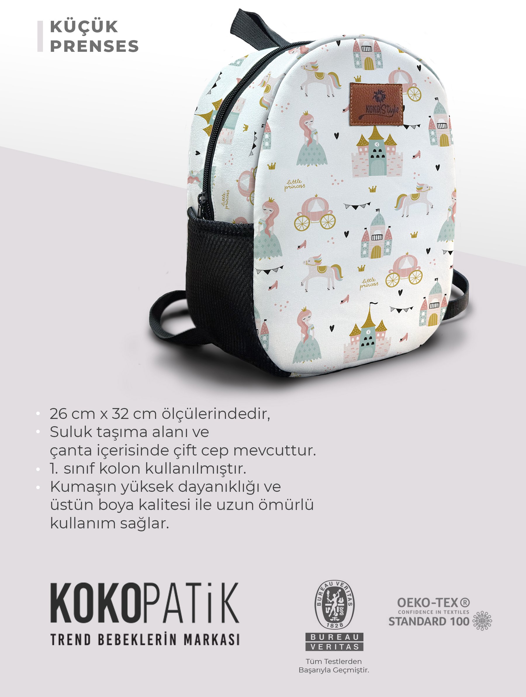 Küçük Prenses Desen Orta Boy Kreş Çantası