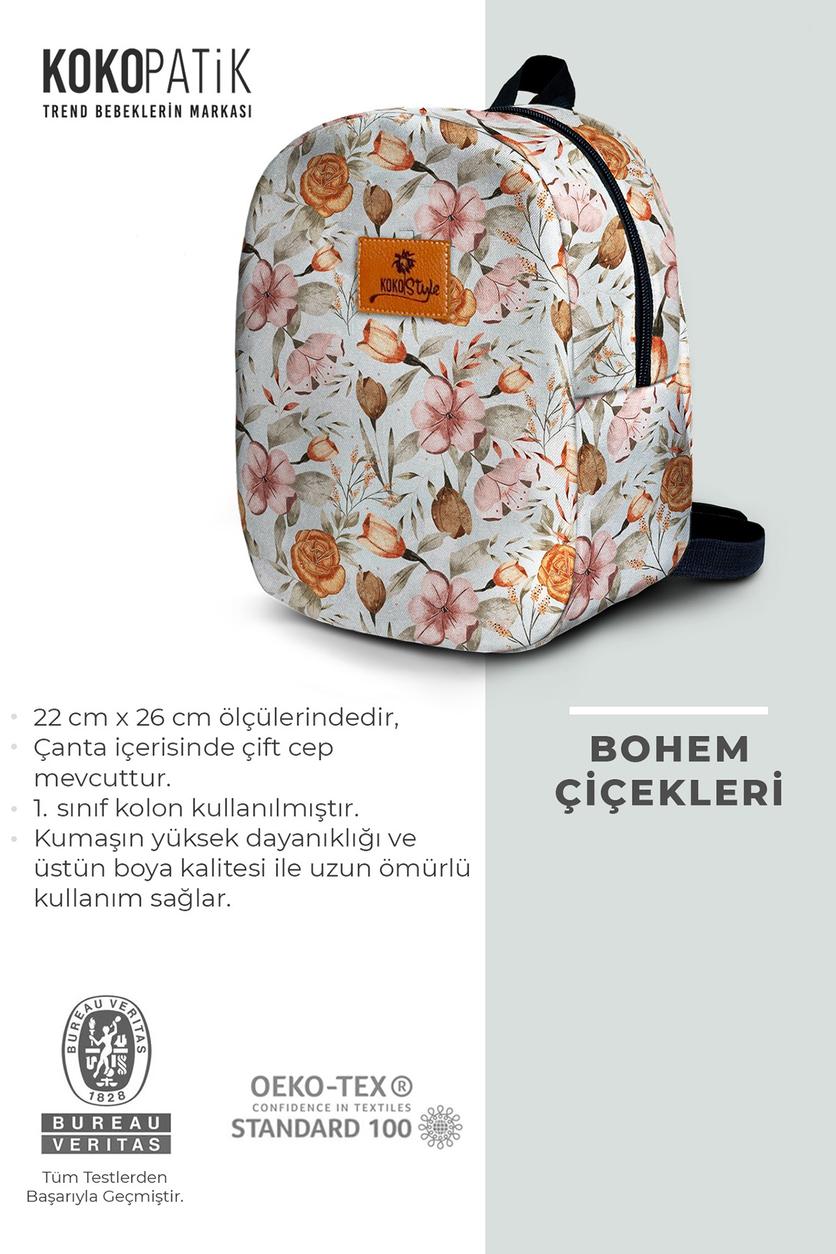 Bohemian Flowers Pattern Small Size Nursery Bag