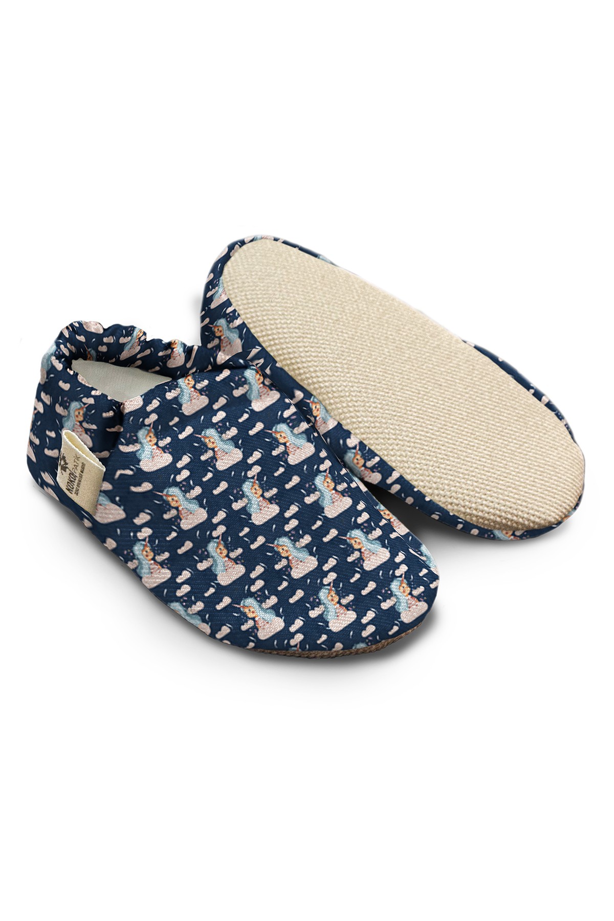 Kokopatik Non-Slip Sole, Indoor/Creche Booties, Unisex Baby Booties, Cotton Newborn Shoe, Unicorn Clouds Pattern