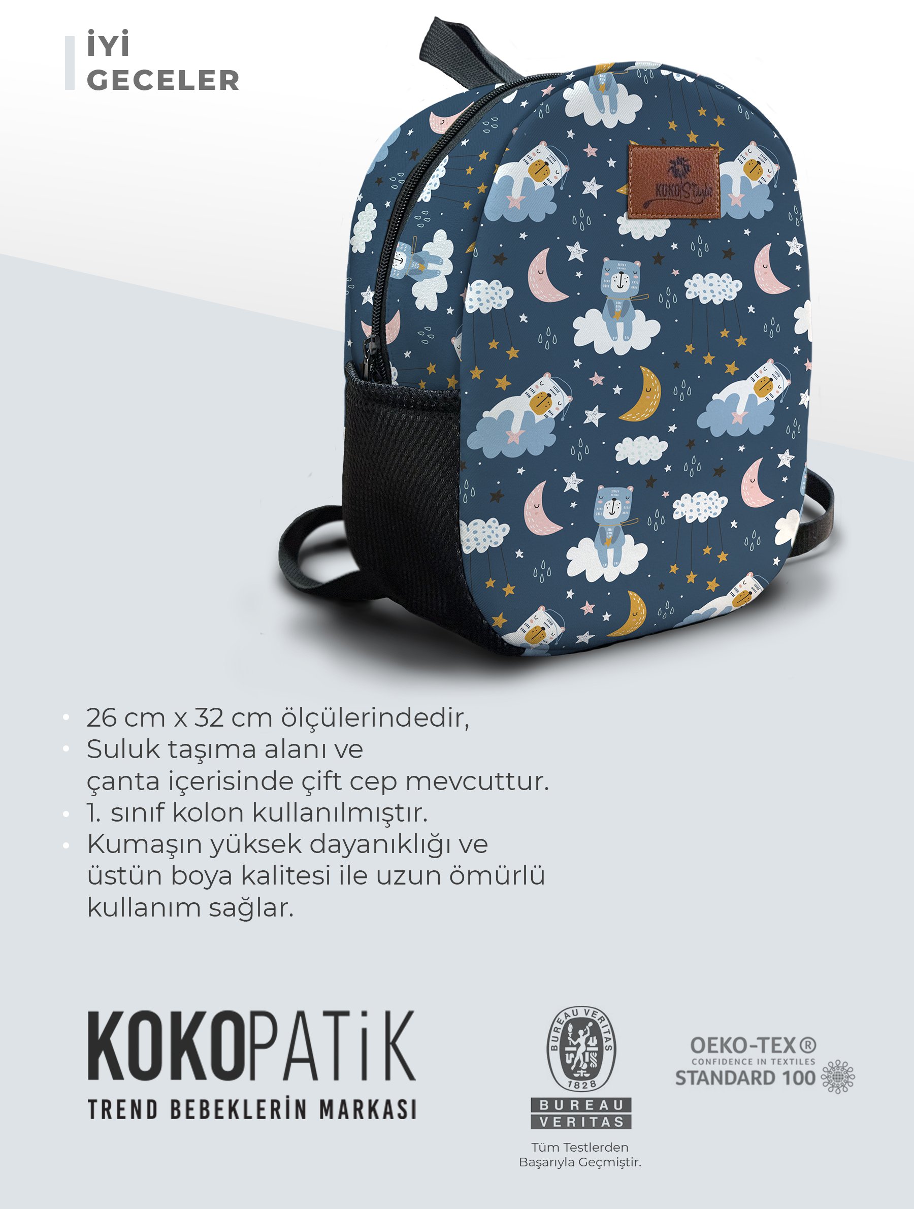 İyi Geceler Desen Orta Boy Kreş Çantası