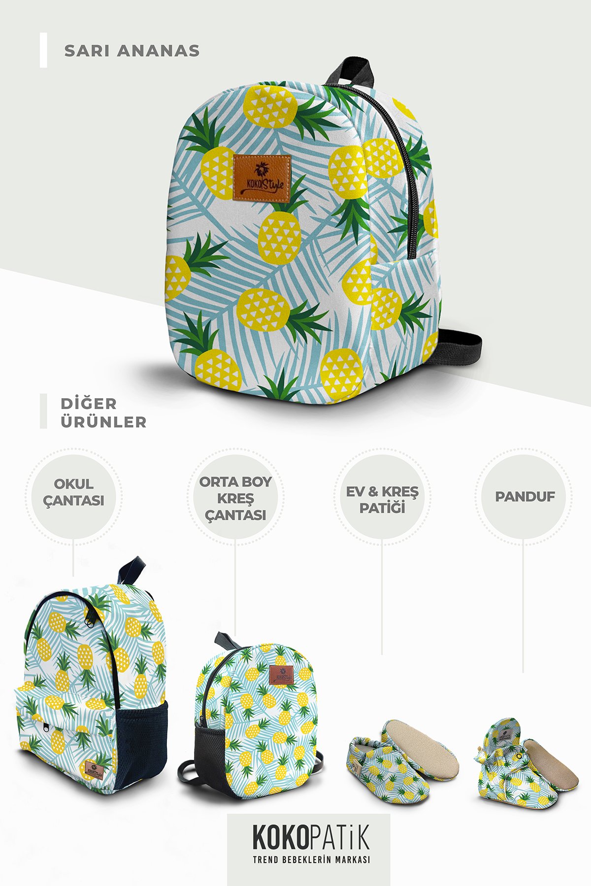 Yellow Pineapple Pattern Small Nursery Bag
