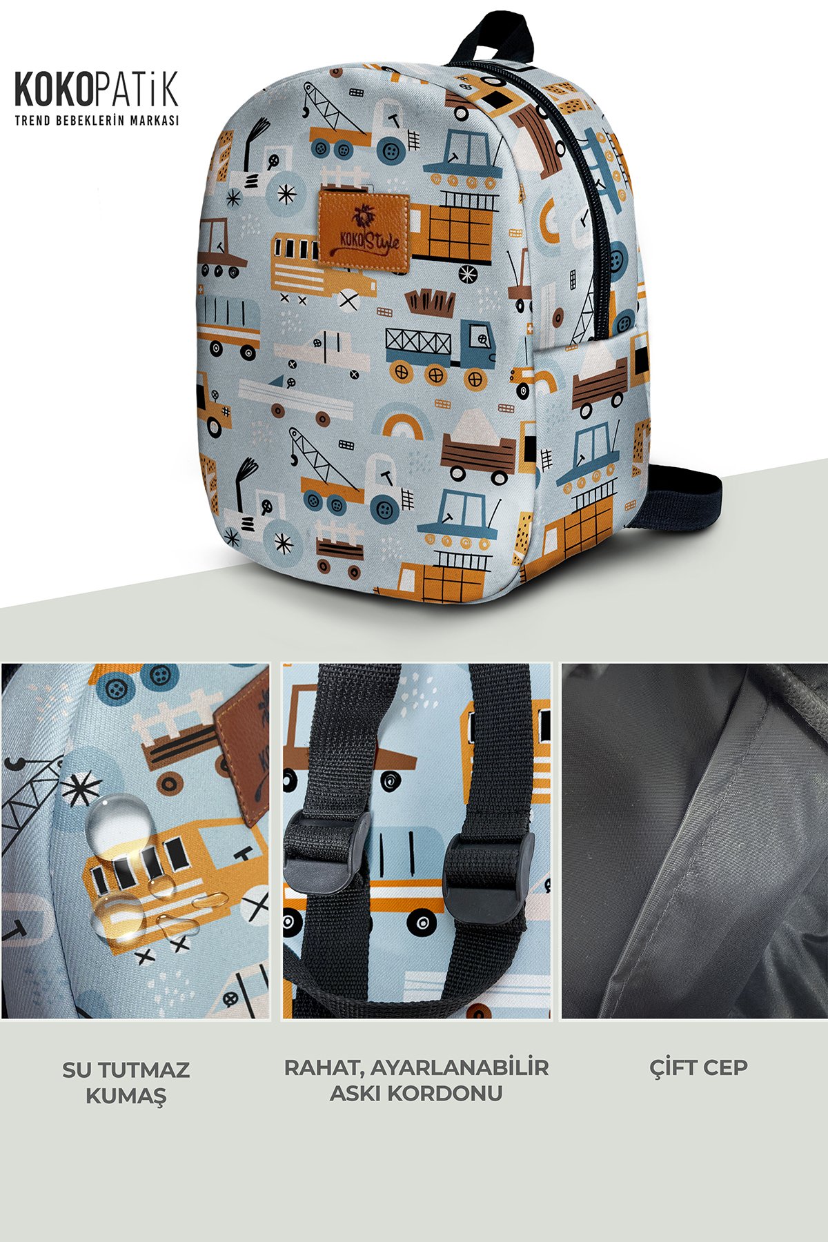Construction Machinery Pattern Small Size Nursery Bag